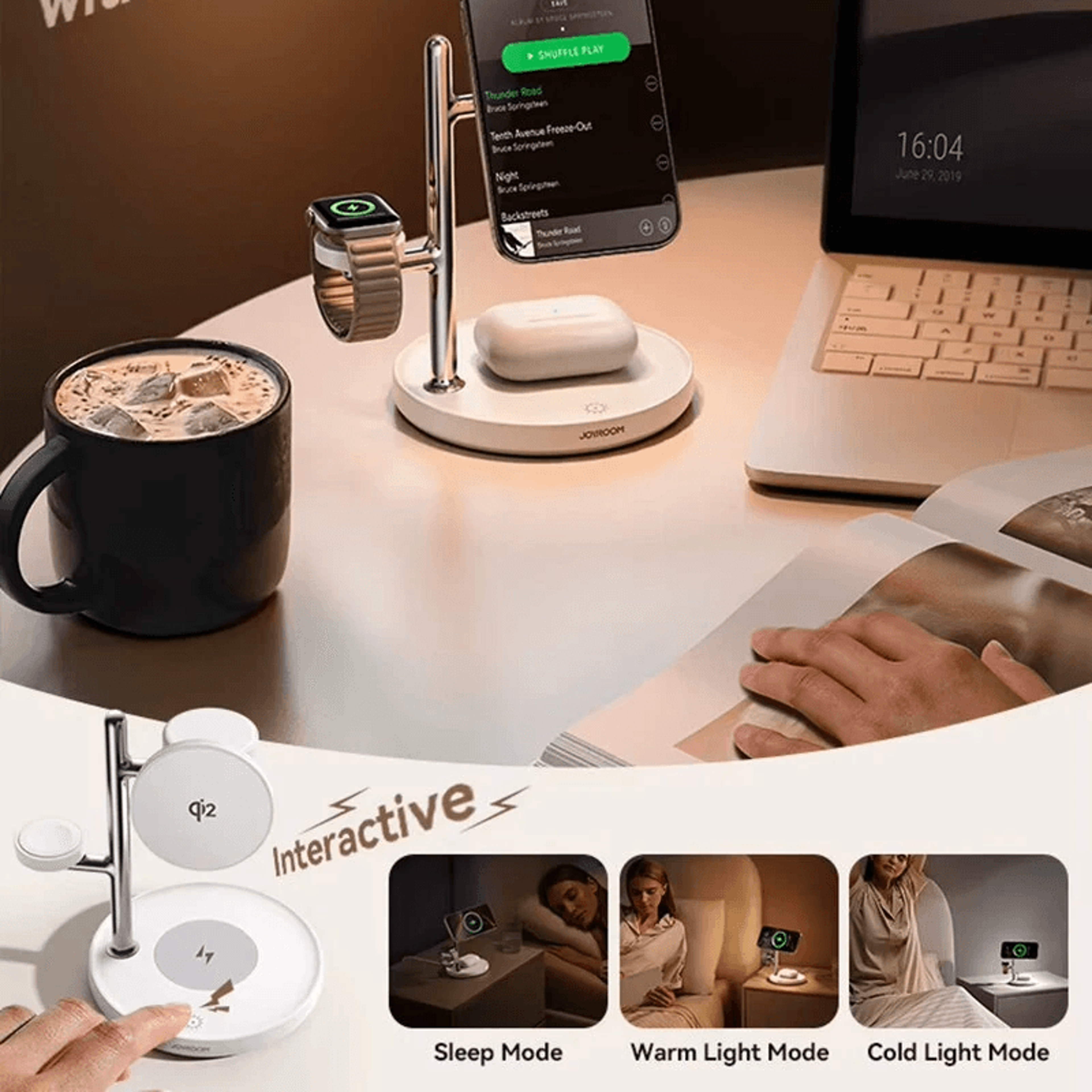Magnetic Wireless Charger Stand With Touch Control Night Lamp 5