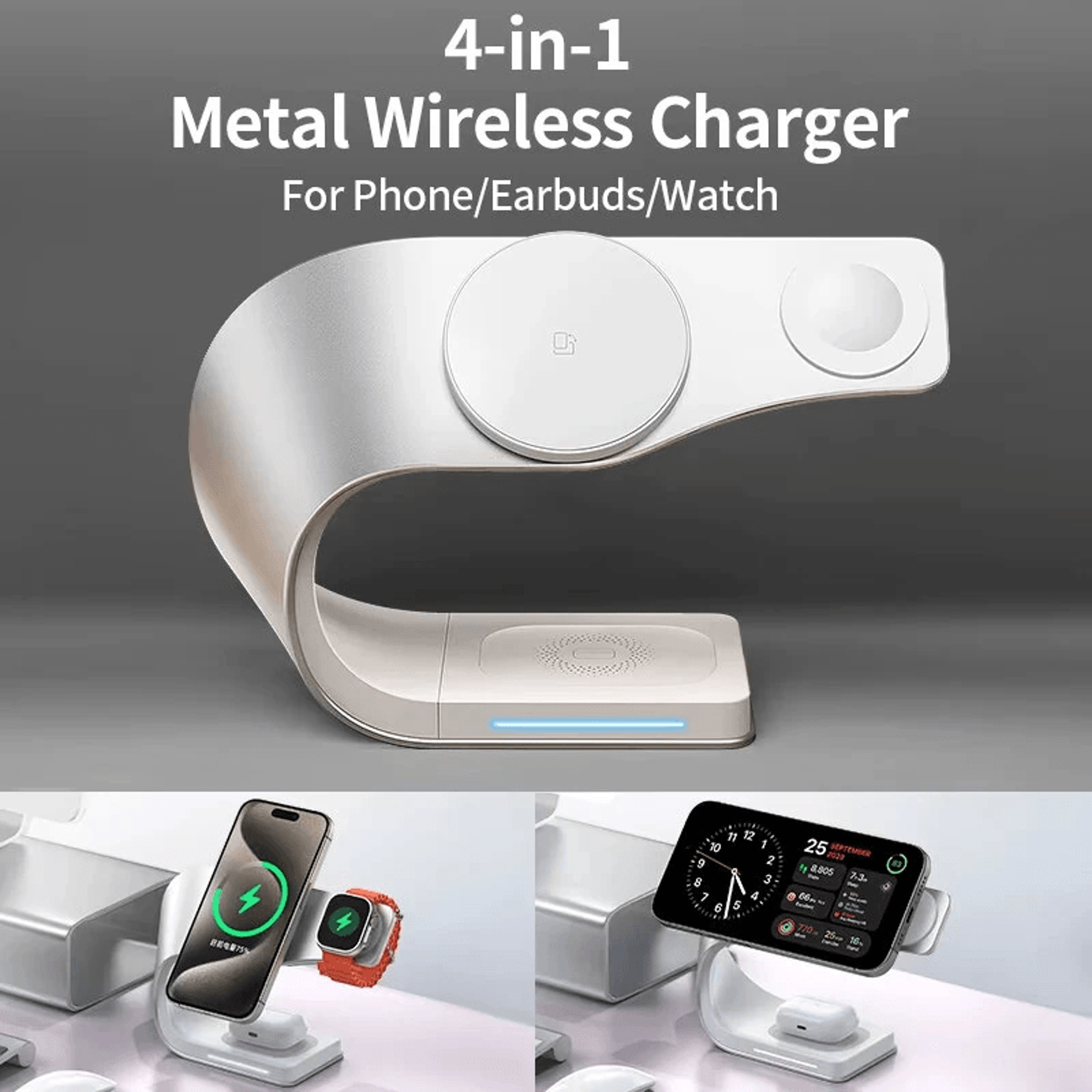 Magnetic Wireless Charging Station With Metal Shell And Cooling Technology 2