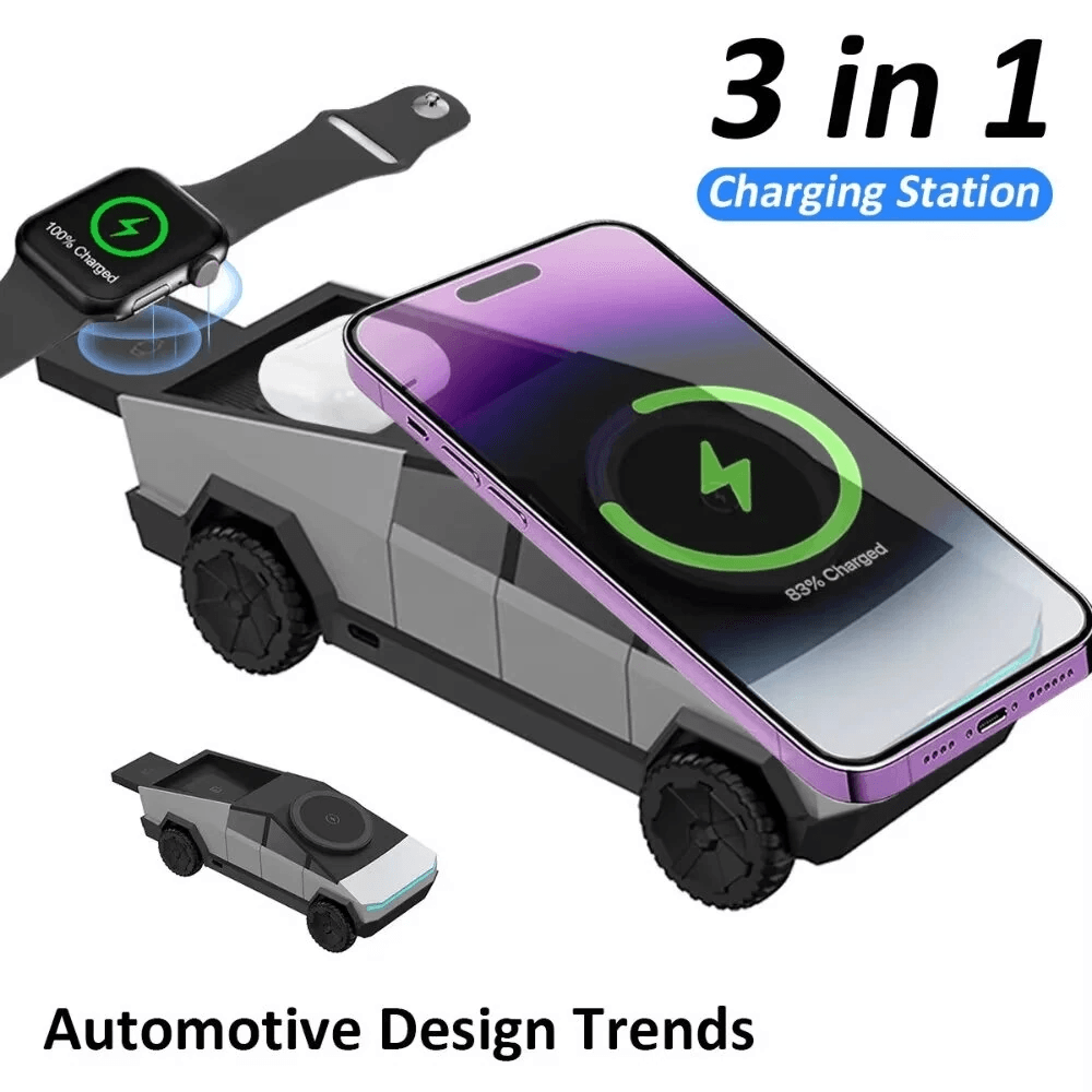 Wireless Charging Station With Motorized Rotating Phone Stand 1
