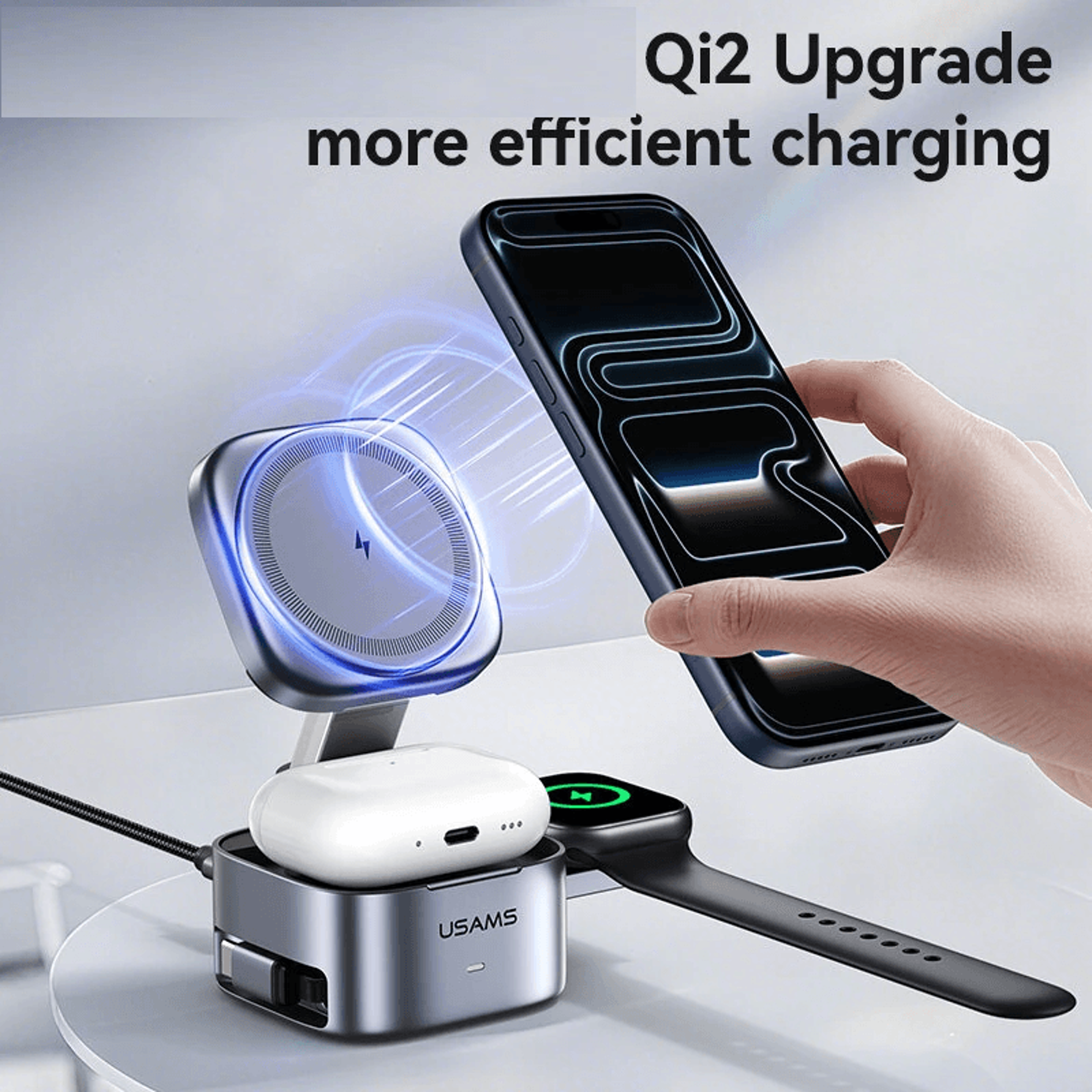 Magnetic Wireless Charging Stand With Retractable Cable 5