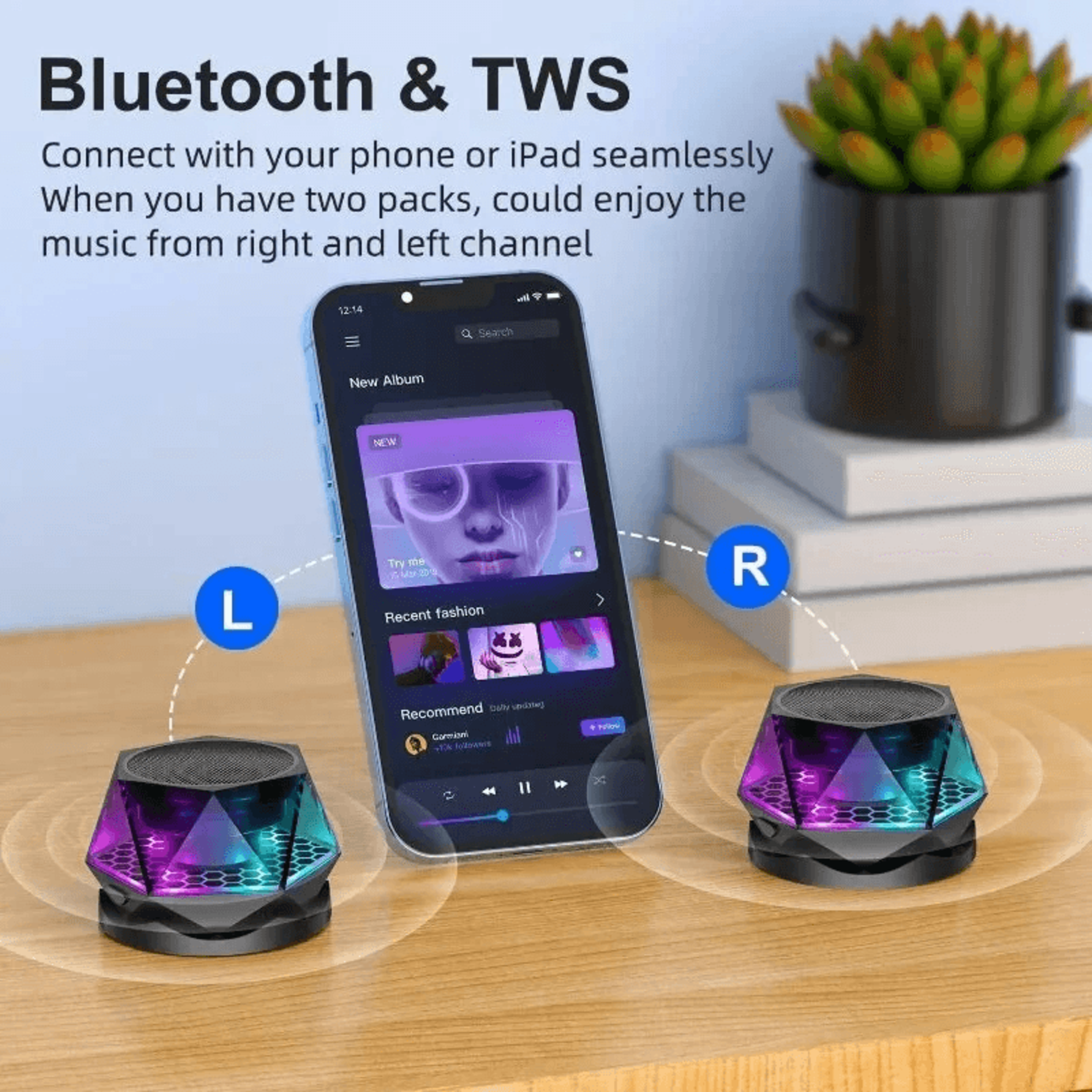 Mini Magnetic Bluetooth Speaker With RGB Light TWS Stereo And Hands Free Calling 3