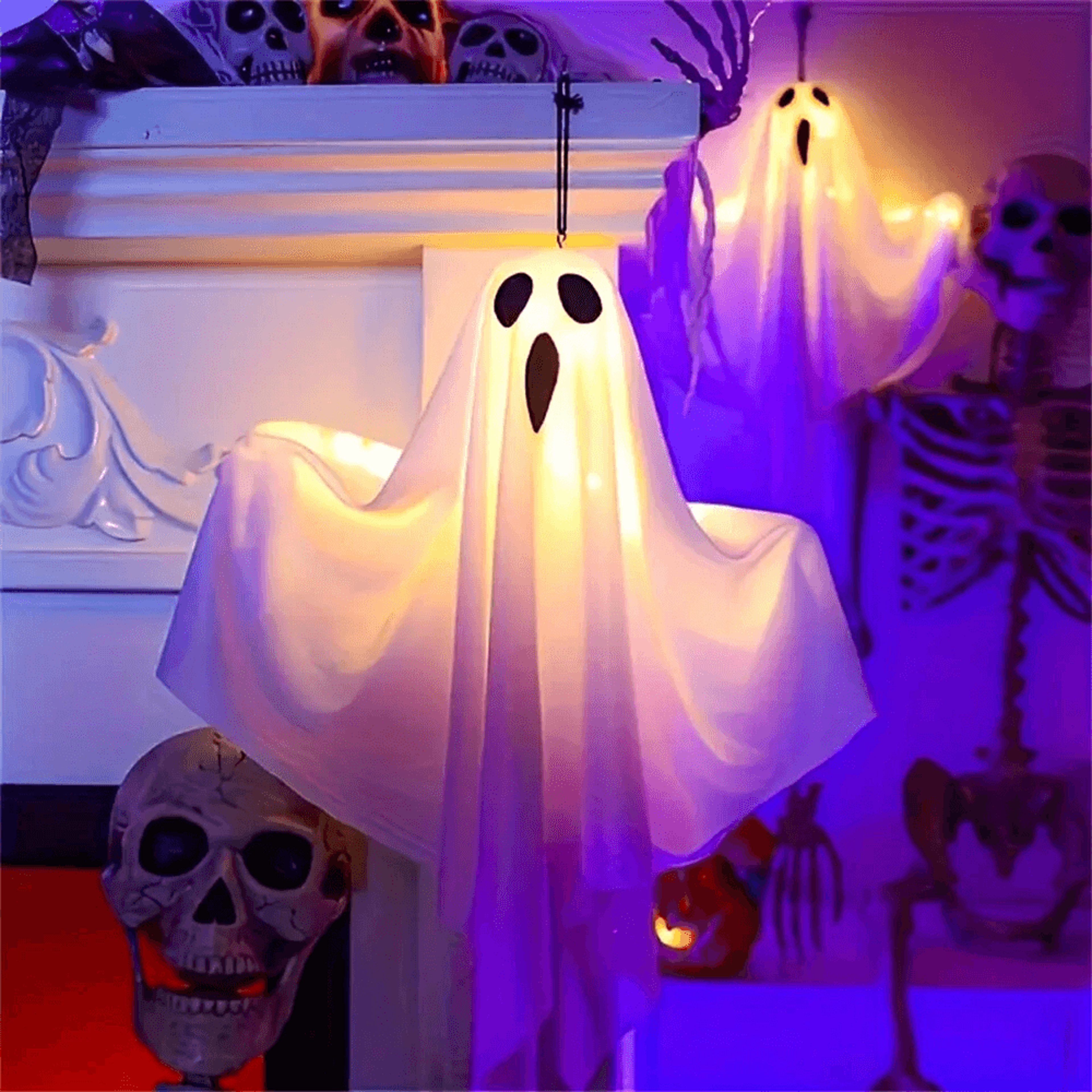 Halloween LED Hanging Ghost Light With Bendable Arms And Lighting Modes 0