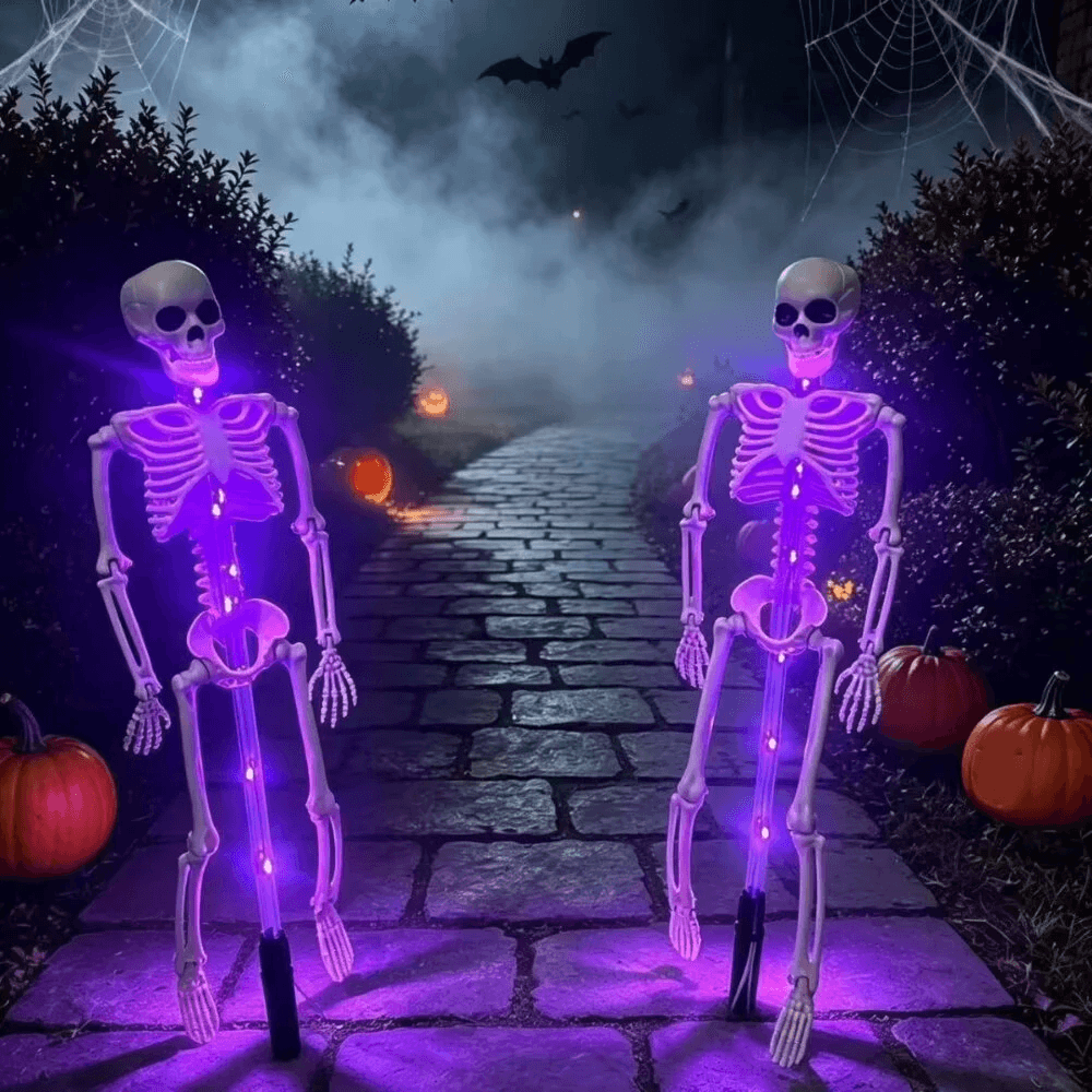 Solar Skeleton Ground Stake Light With LED Auto On Off Sensor For Halloween Outdoor Decor 6