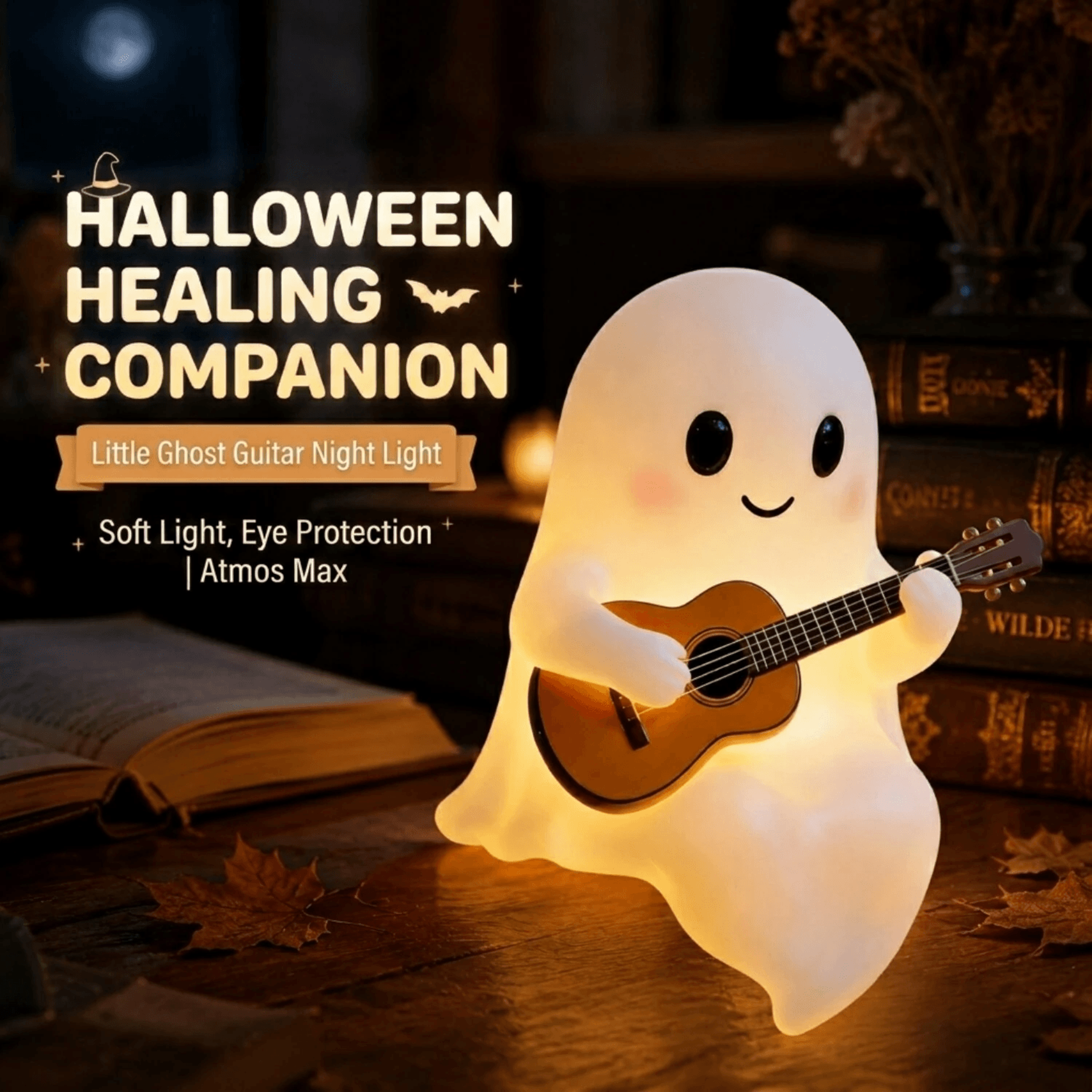 USB Ghost Night Light With Warm LED Resin Halloween Desktop Decor 6