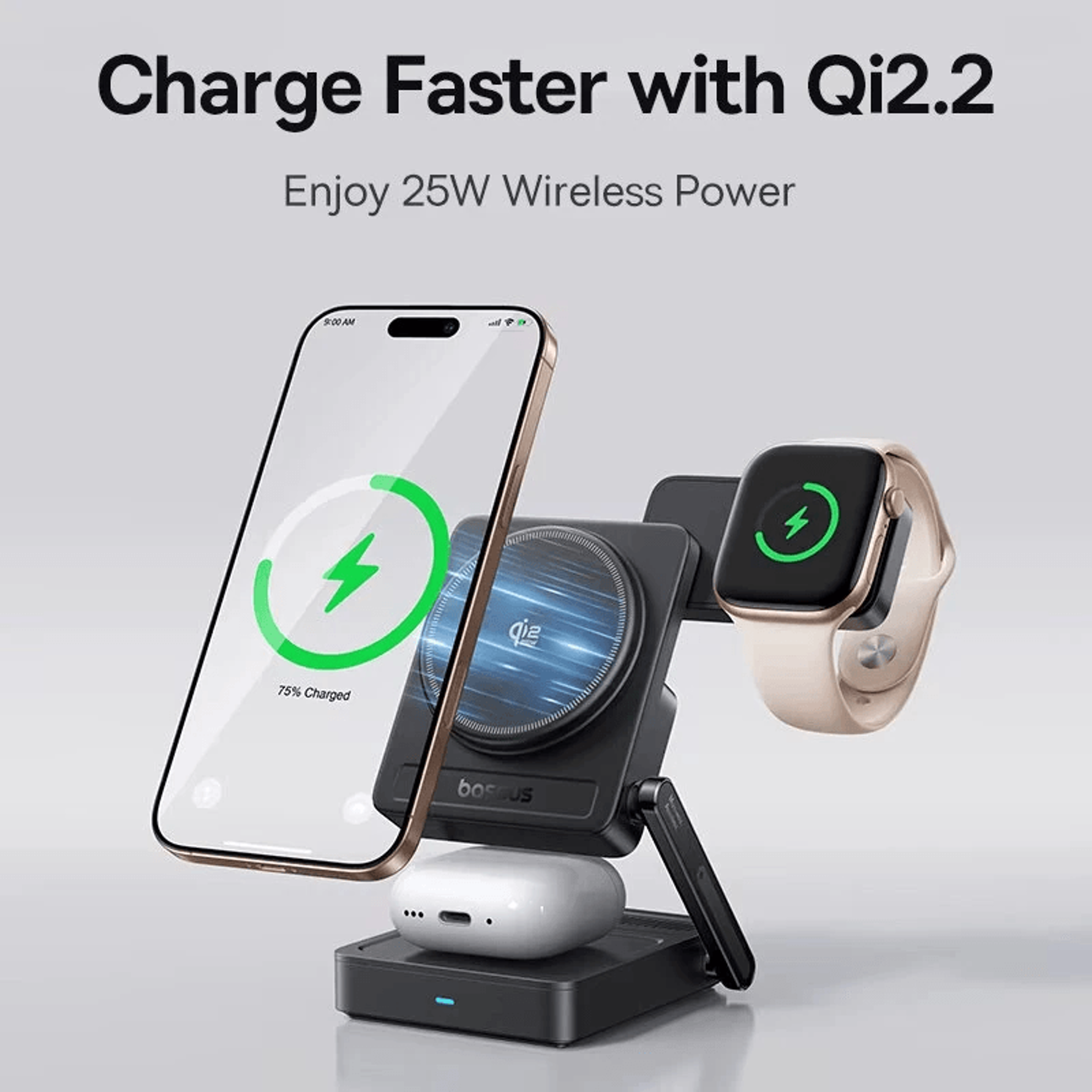 Magnetic Wireless Charger Stand Foldable Charging Station 2