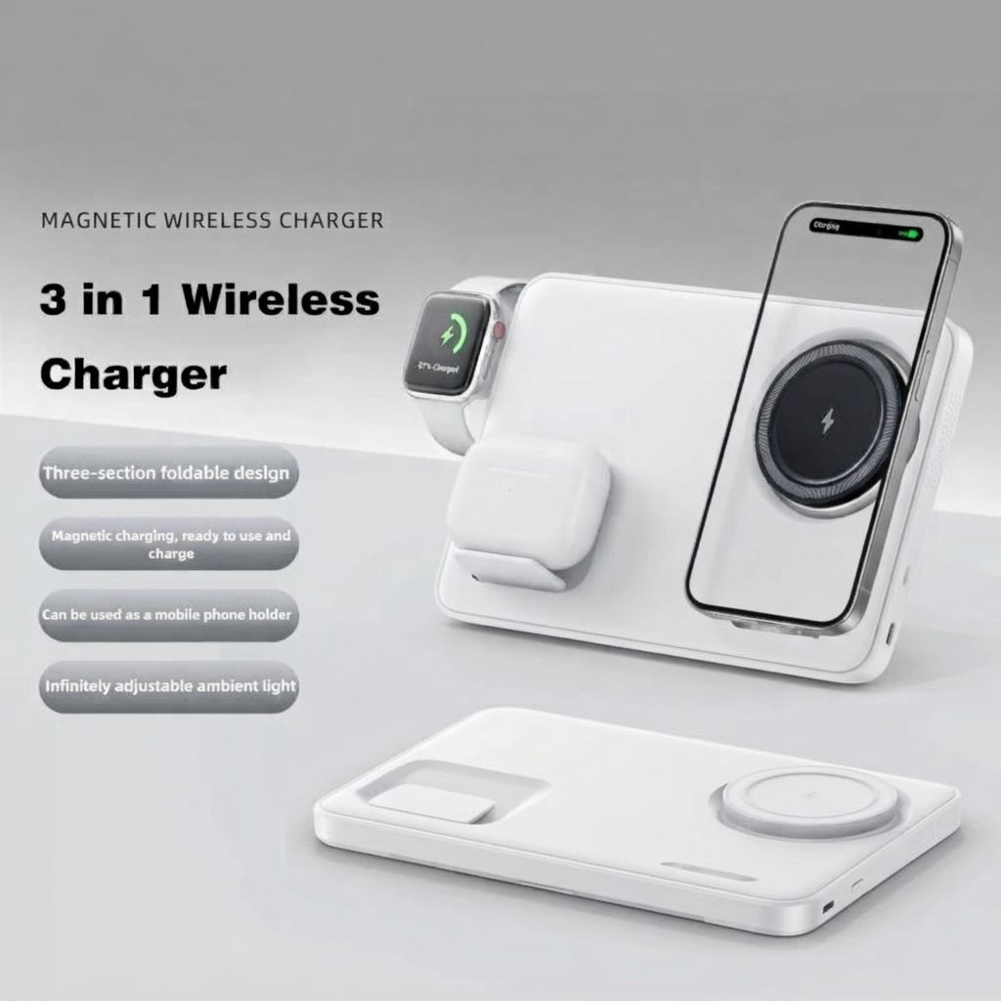 Magnetic Wireless Charger Foldable Charging Stand 1