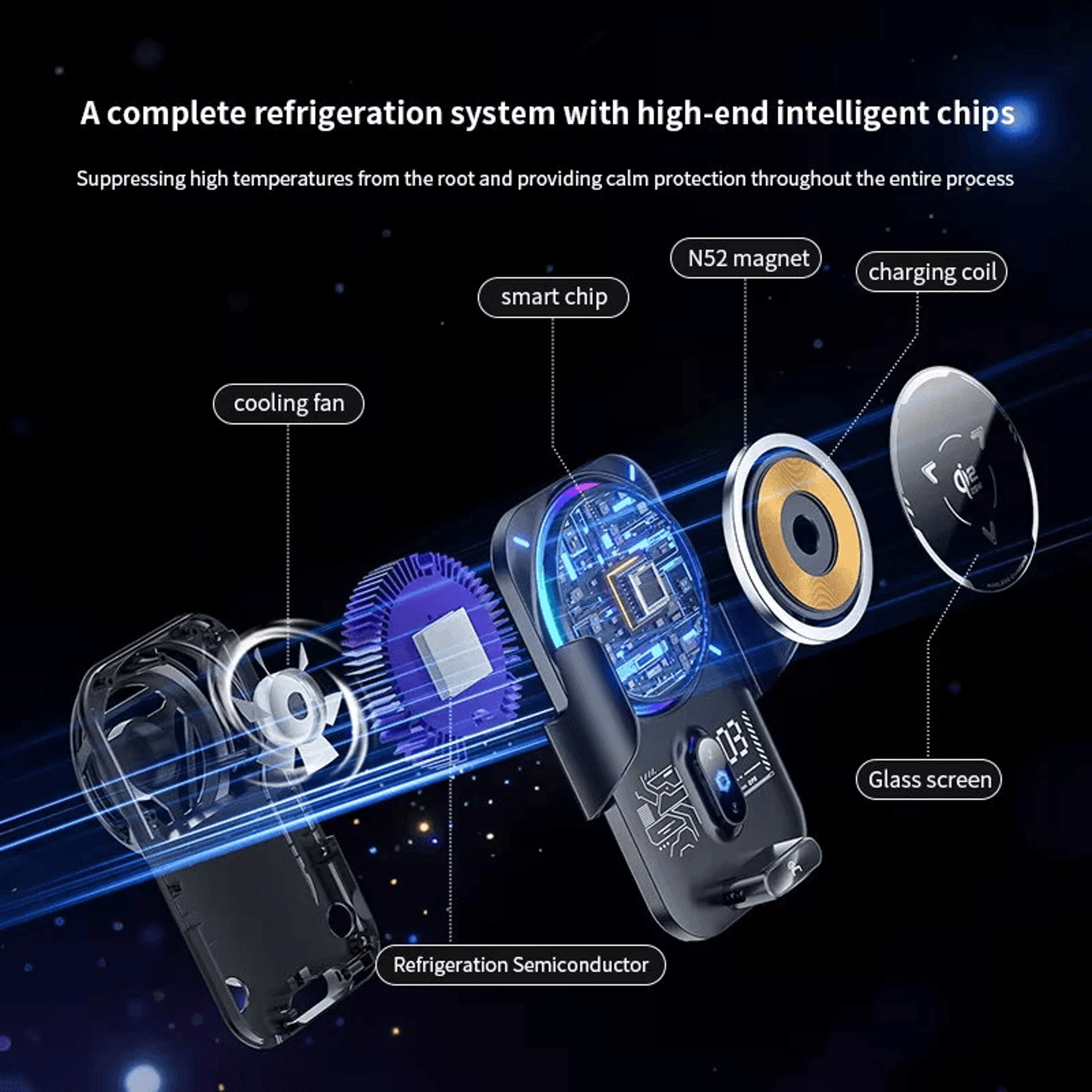 Magnetic Wireless Car Charger Mount With Semiconductor Cooling 4