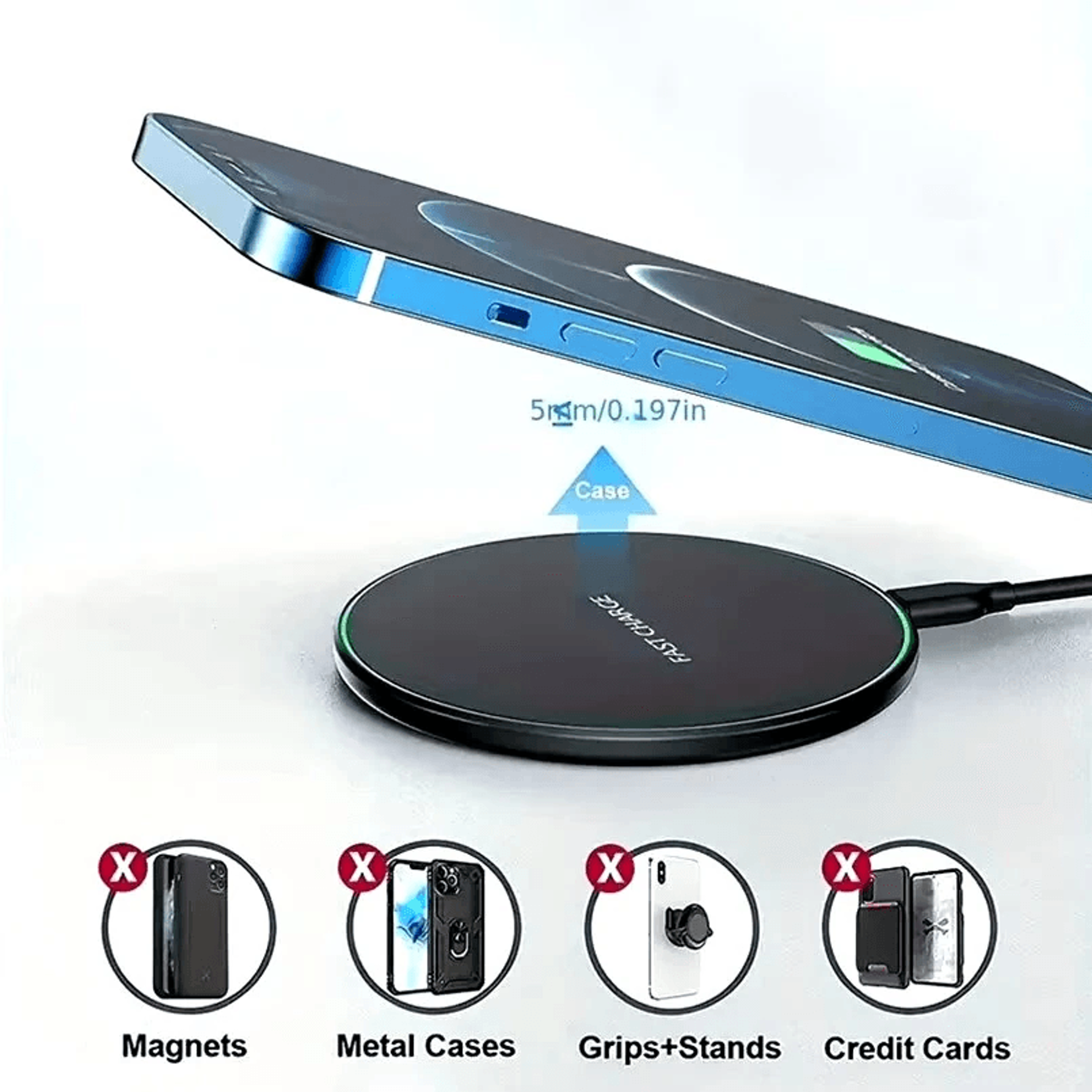 Wireless Charging Pad With LED Indicator And Type C Cable 4