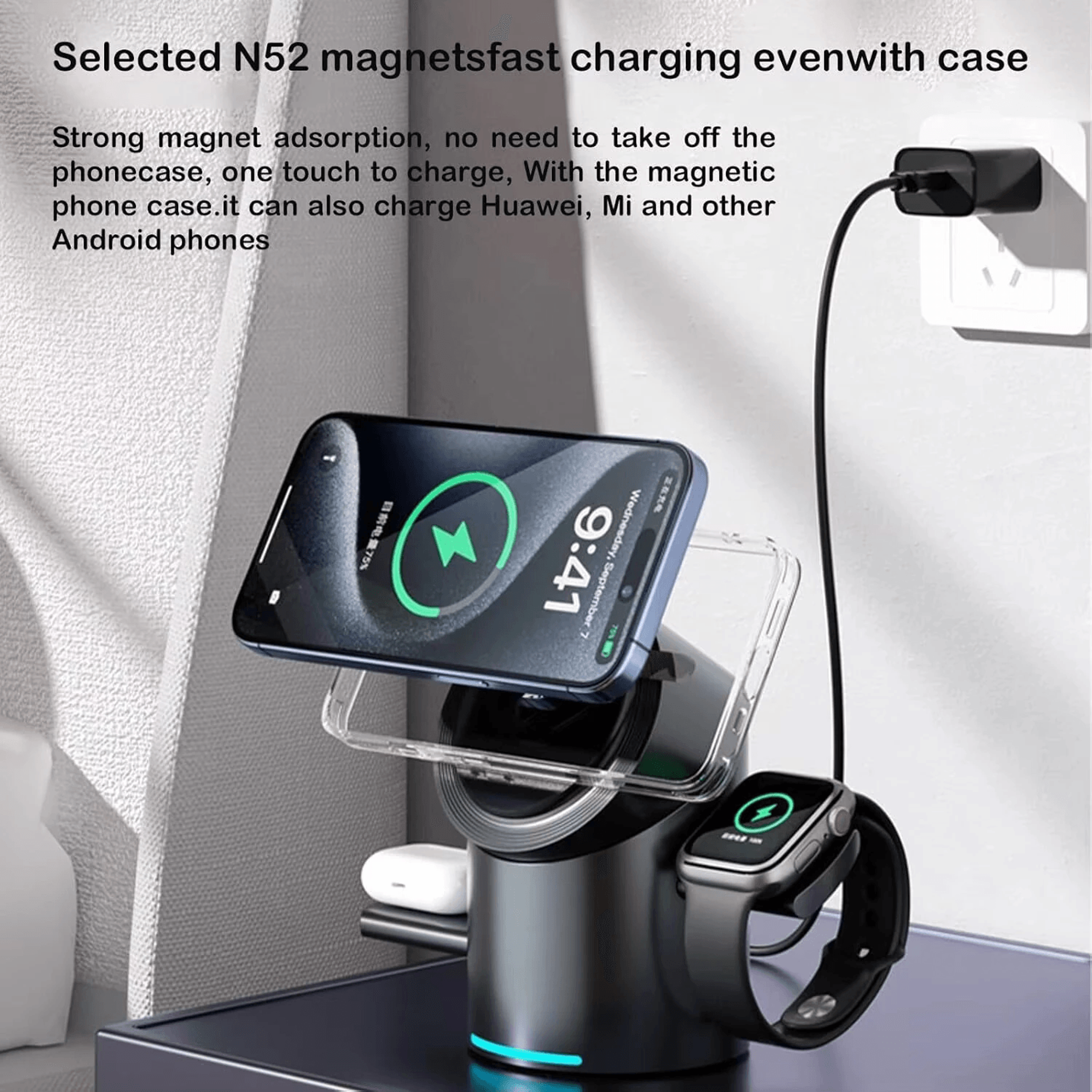 Magnetic Wireless Charging Station With Rotating Hidden Design 4
