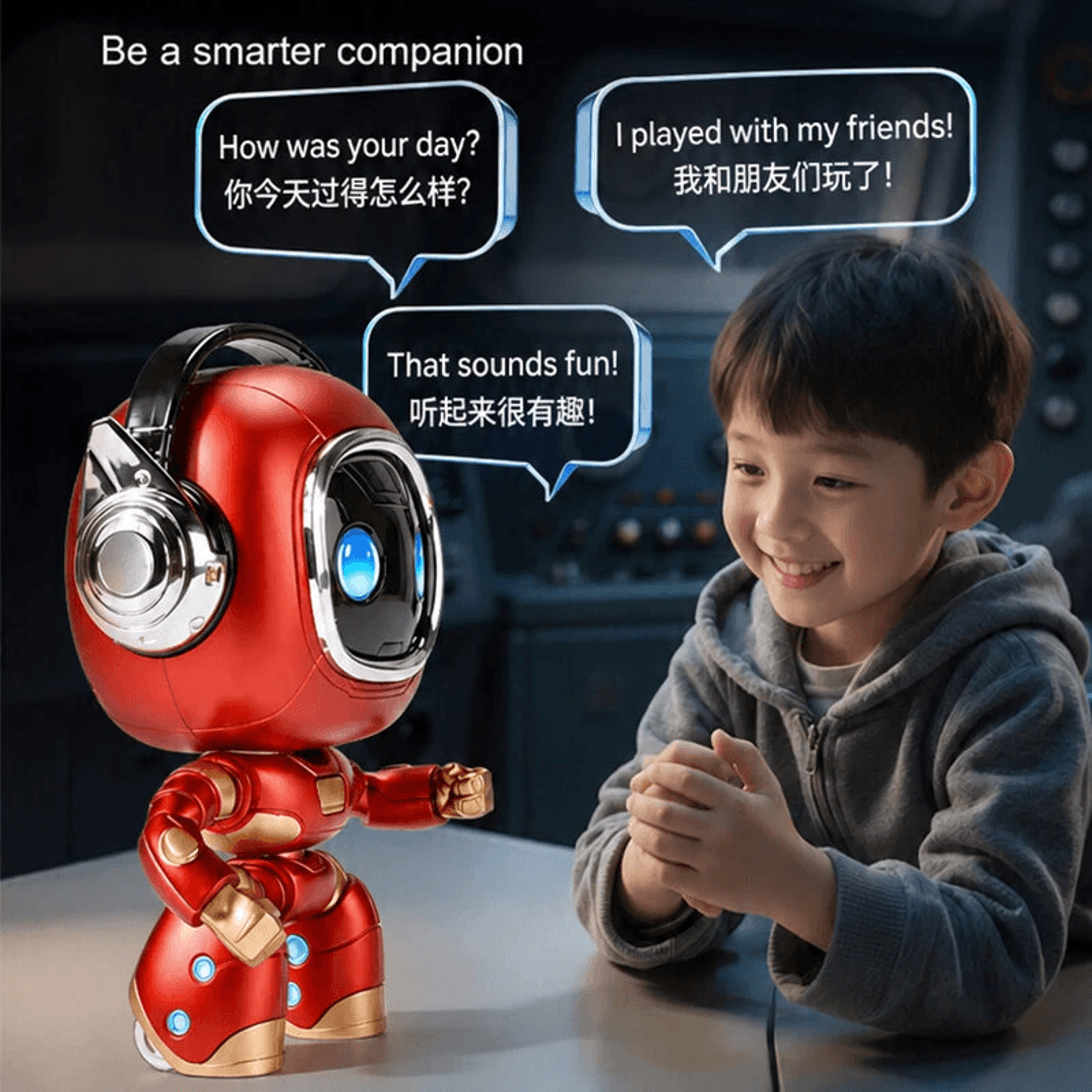 AI Smart Speaker Robot With Multilingual Voice Assistant Speaker And Parental Controls 4