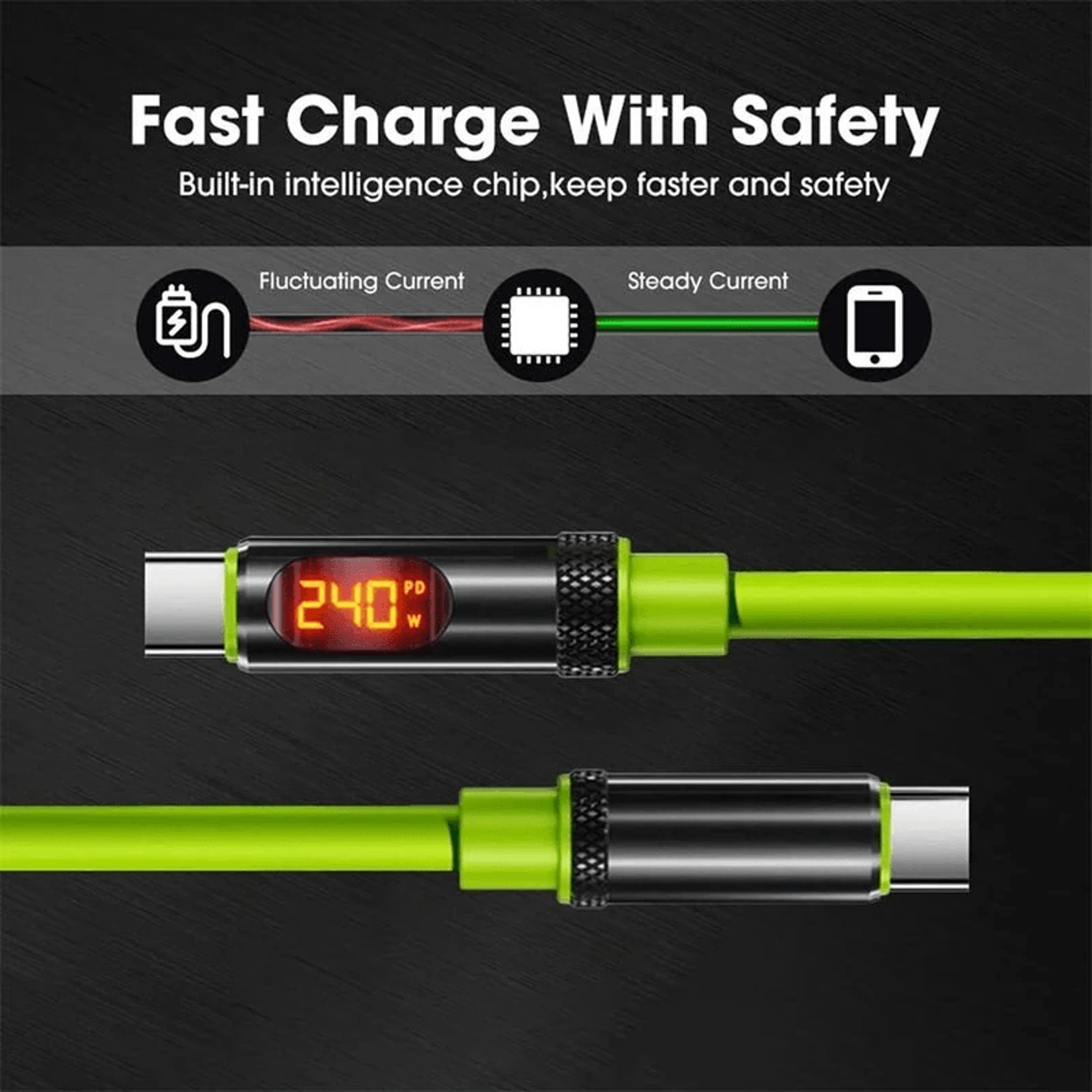 USB C To USB C Fast Charging Cable With LED Power Display 3