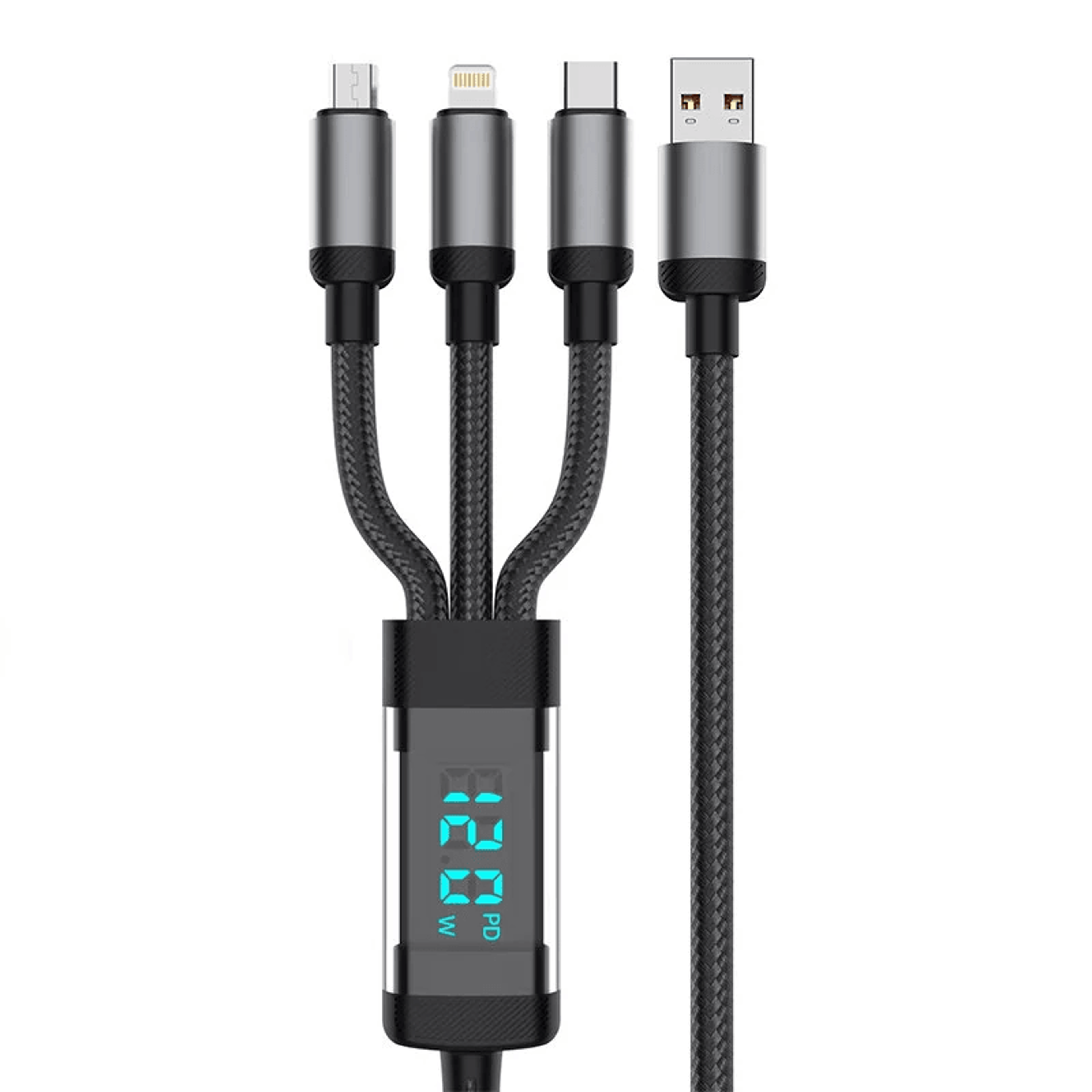 Fast Charging Cable With Digital Watt Display And USB A Input 0