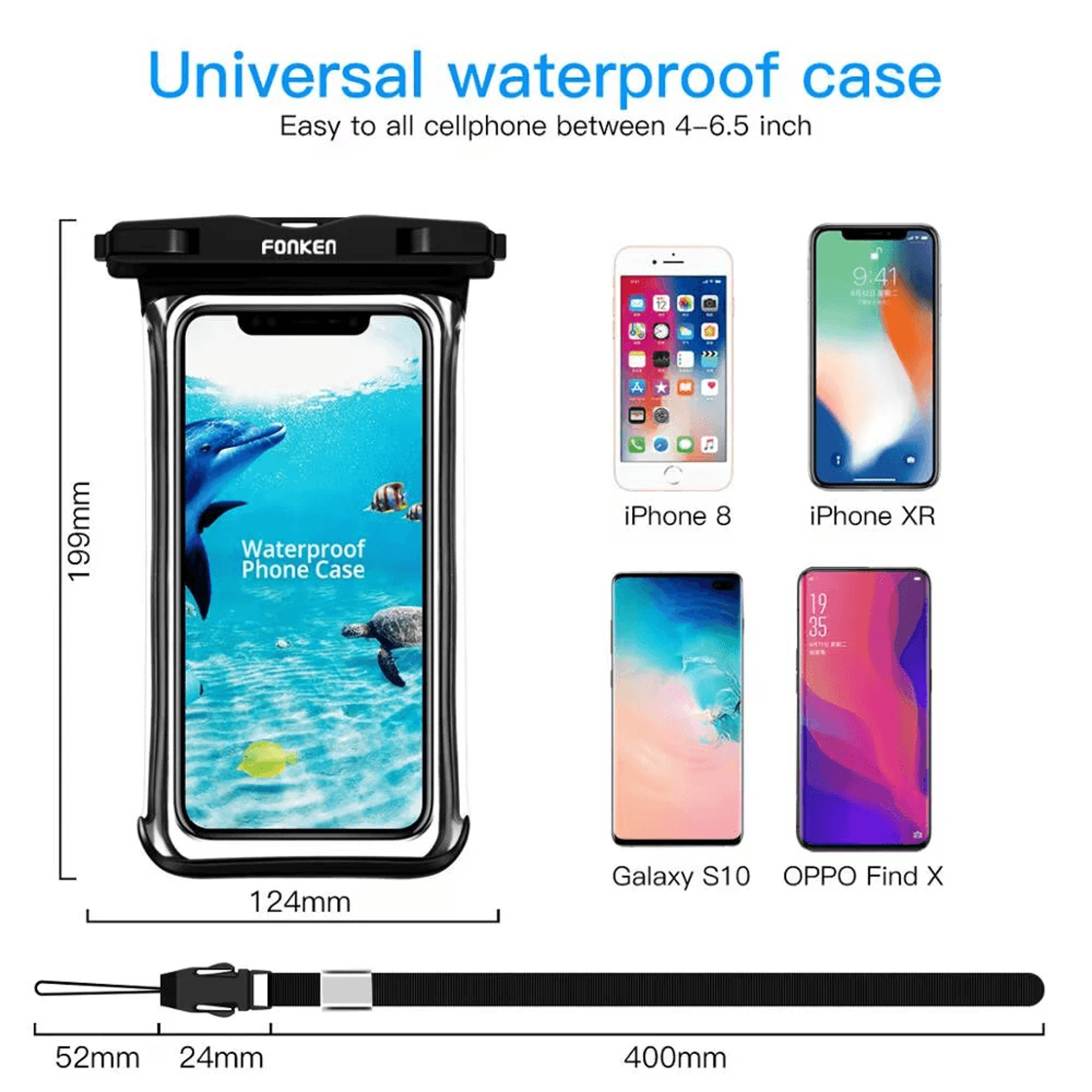 Waterproof Phone Pouch with Clear Touch Screen and Lanyard for Phones – view 4