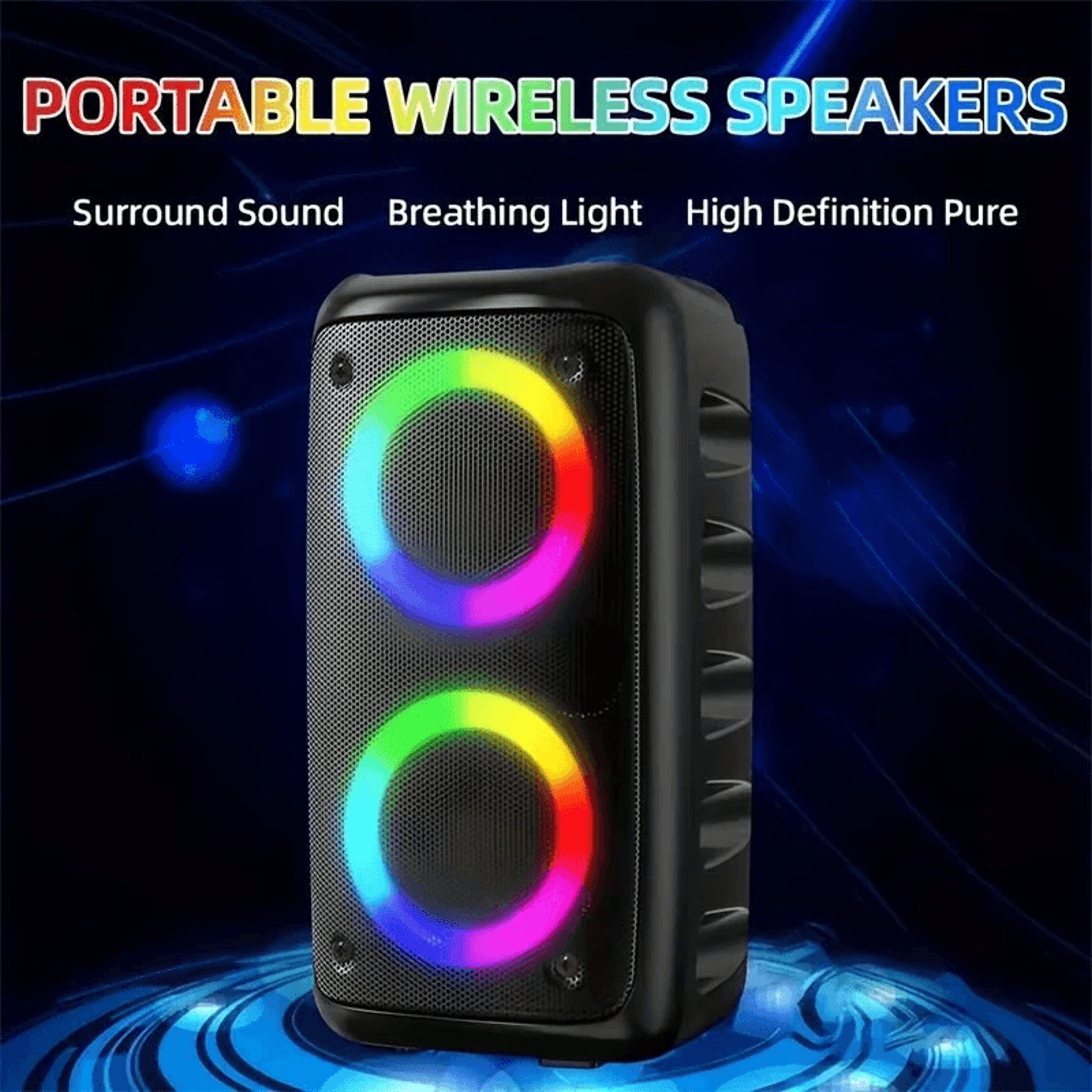 Portable Wireless Karaoke Speaker With RGB Lights Wired Microphone And TWS Stereo 1