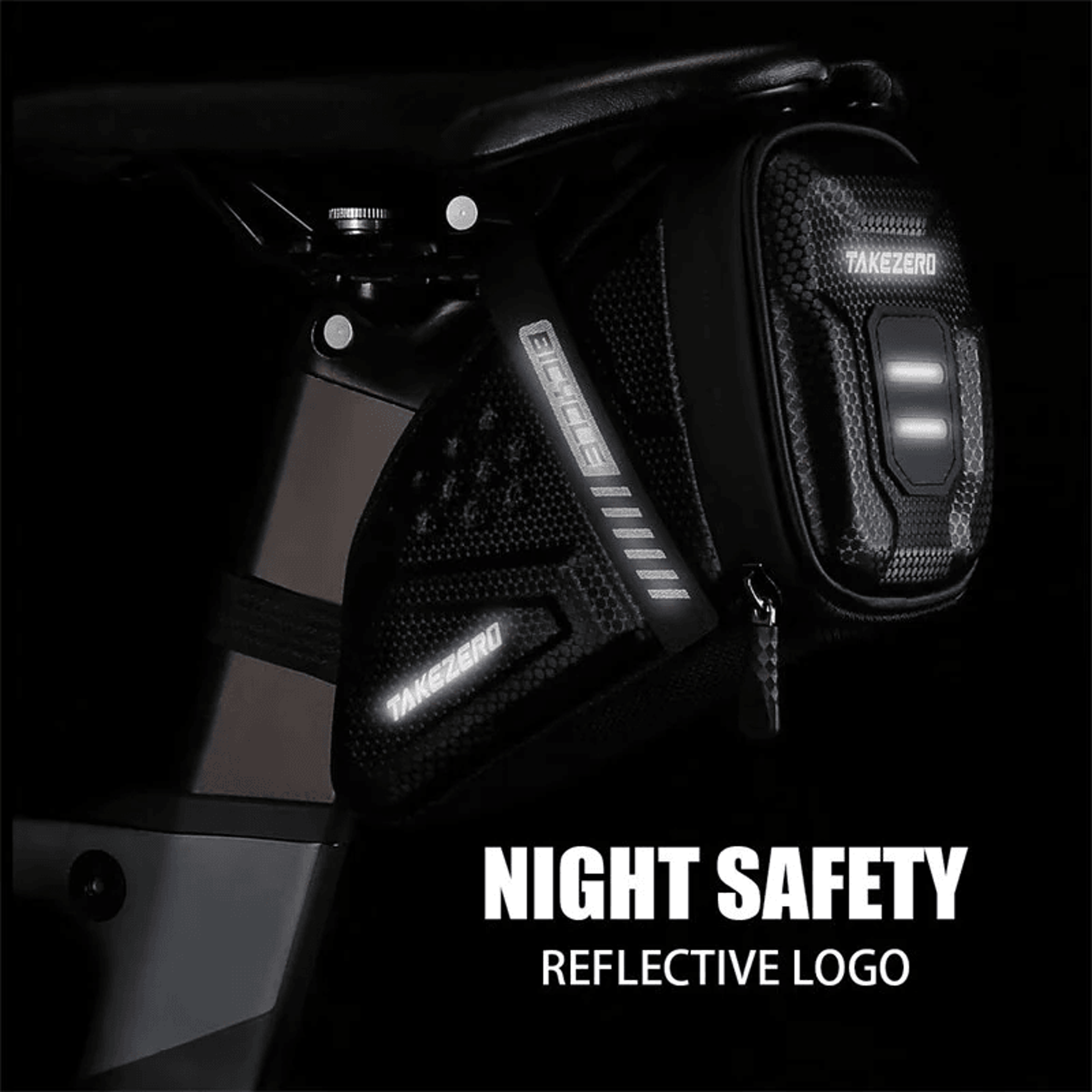Hard Shell Bike Saddle Bag With Reflective Details And Tail Light Strap 5