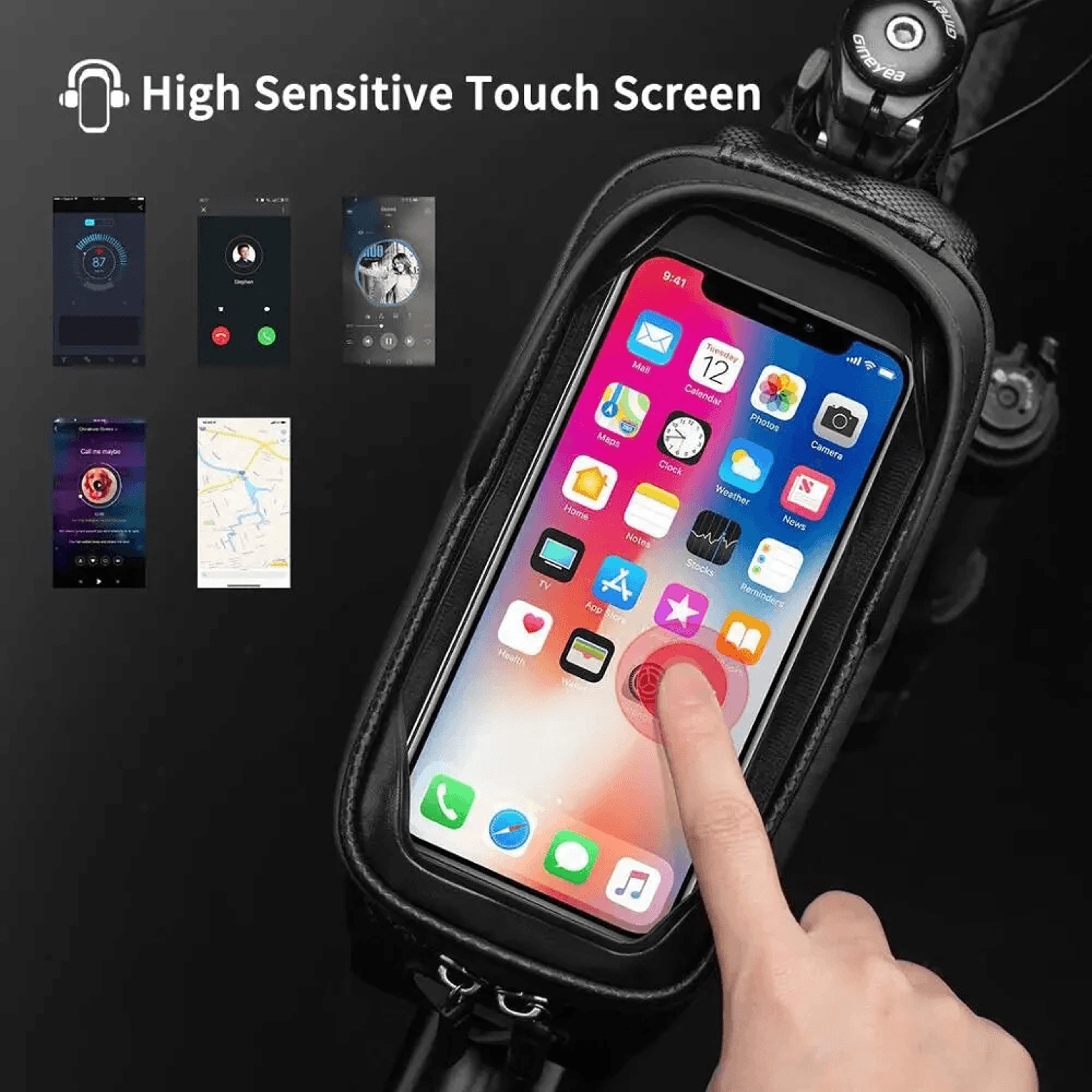 Bike Top Tube Bag With Touch Screen Phone Pocket And Rain Cover 5