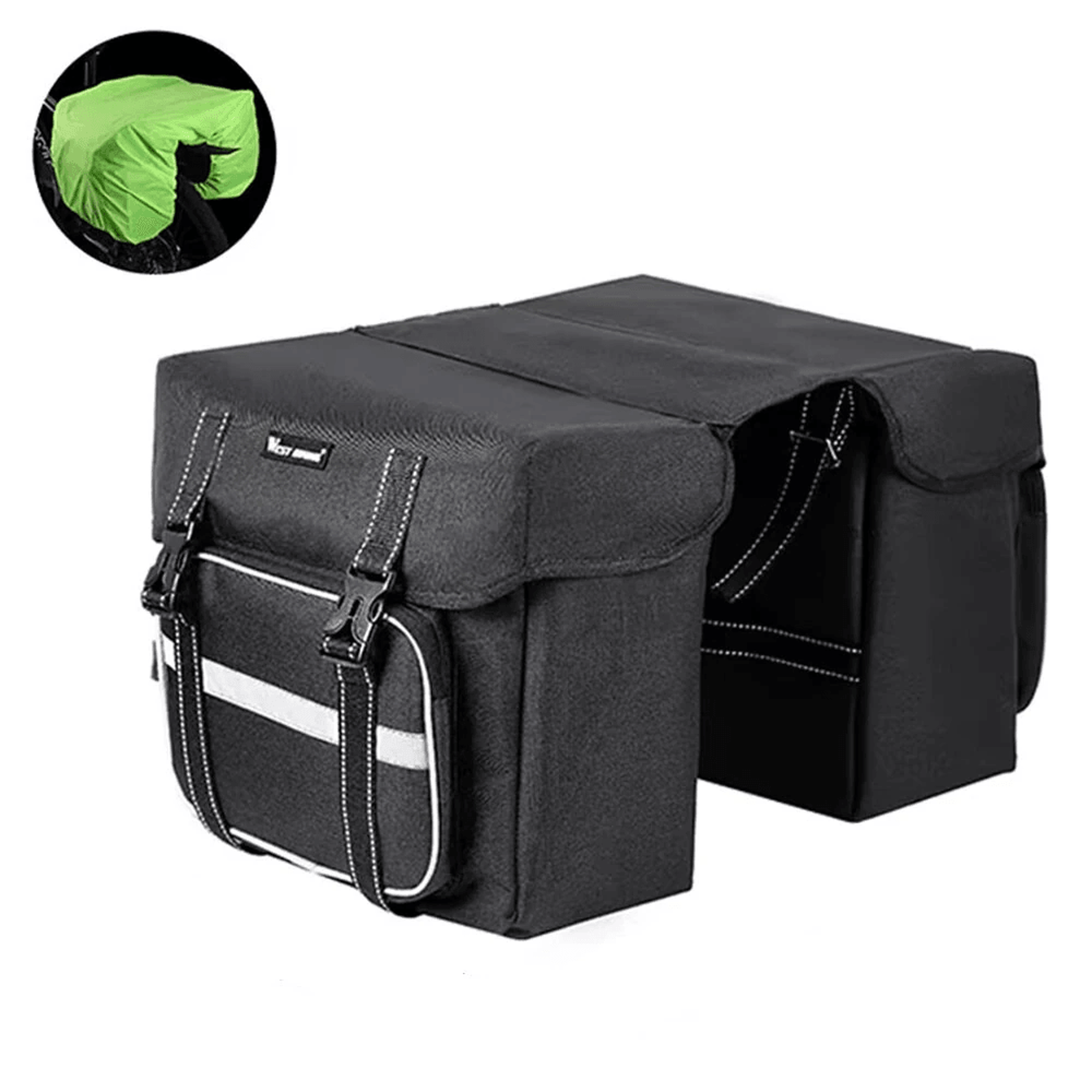 Double Bicycle Pannier Bag With Rain Cover And Side Pockets 0