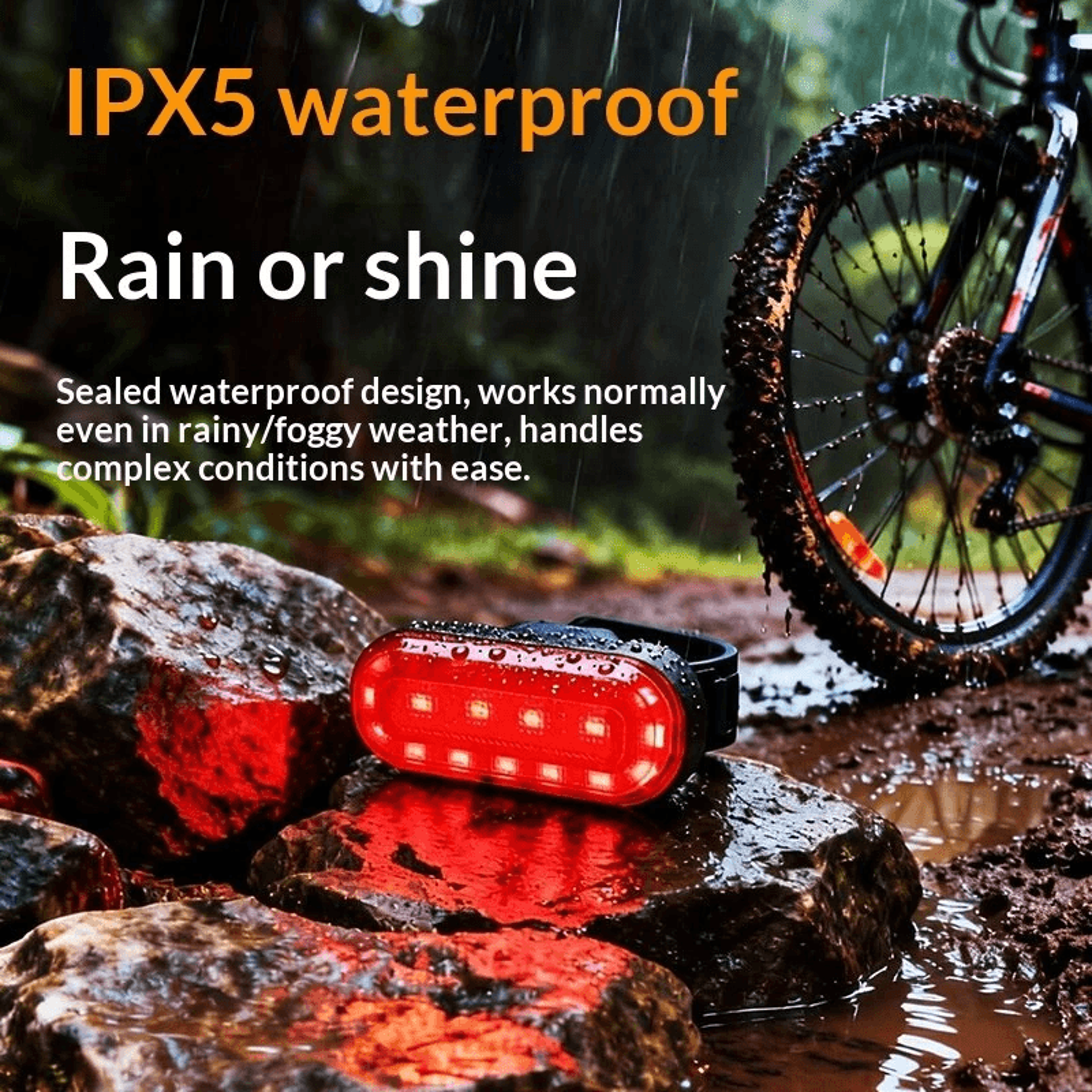 Wireless Remote Bicycle Tail Light With RGB Turn Signals And Water Resistance 4