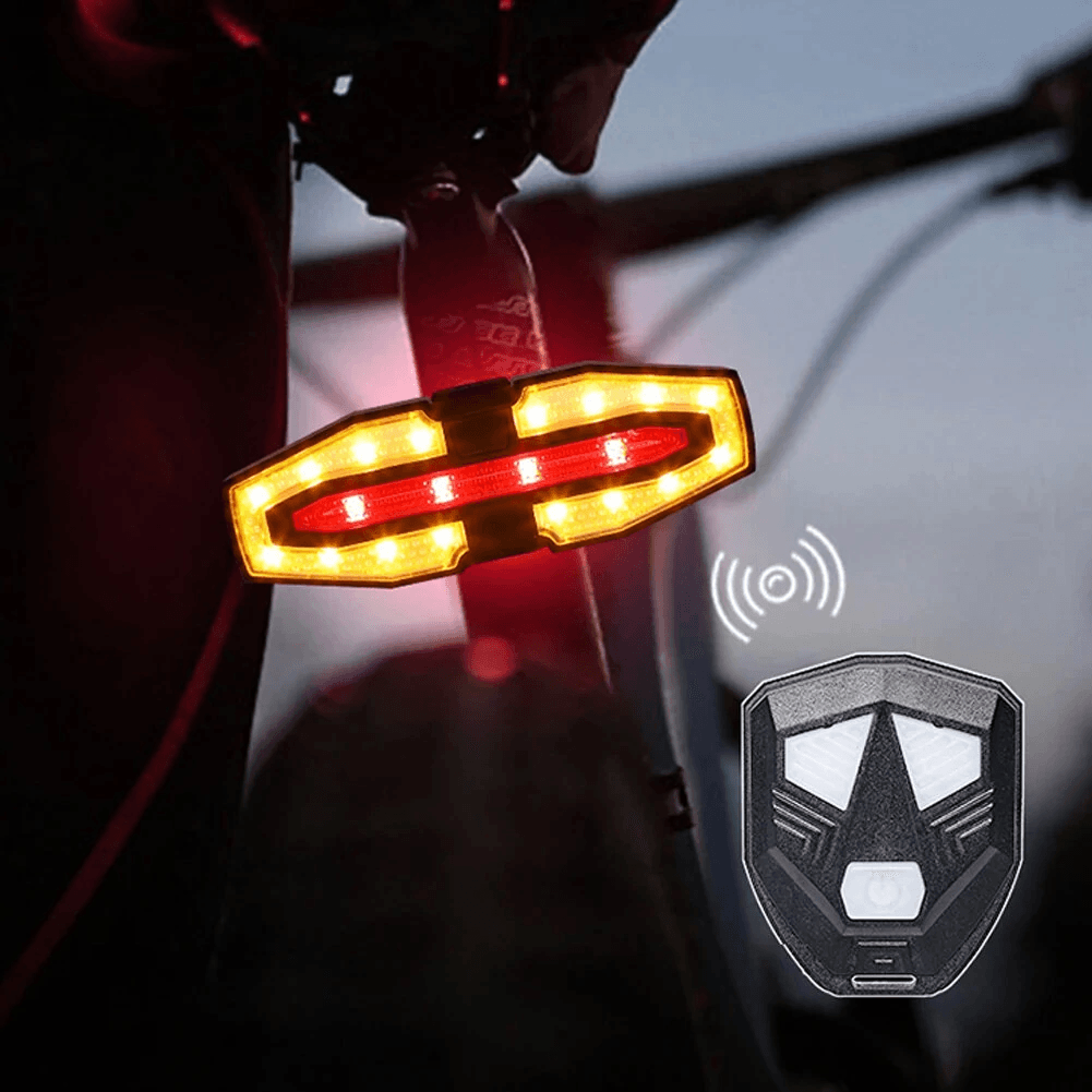 Rechargeable Bike Tail Light With Wireless Remote Turn Signals 2