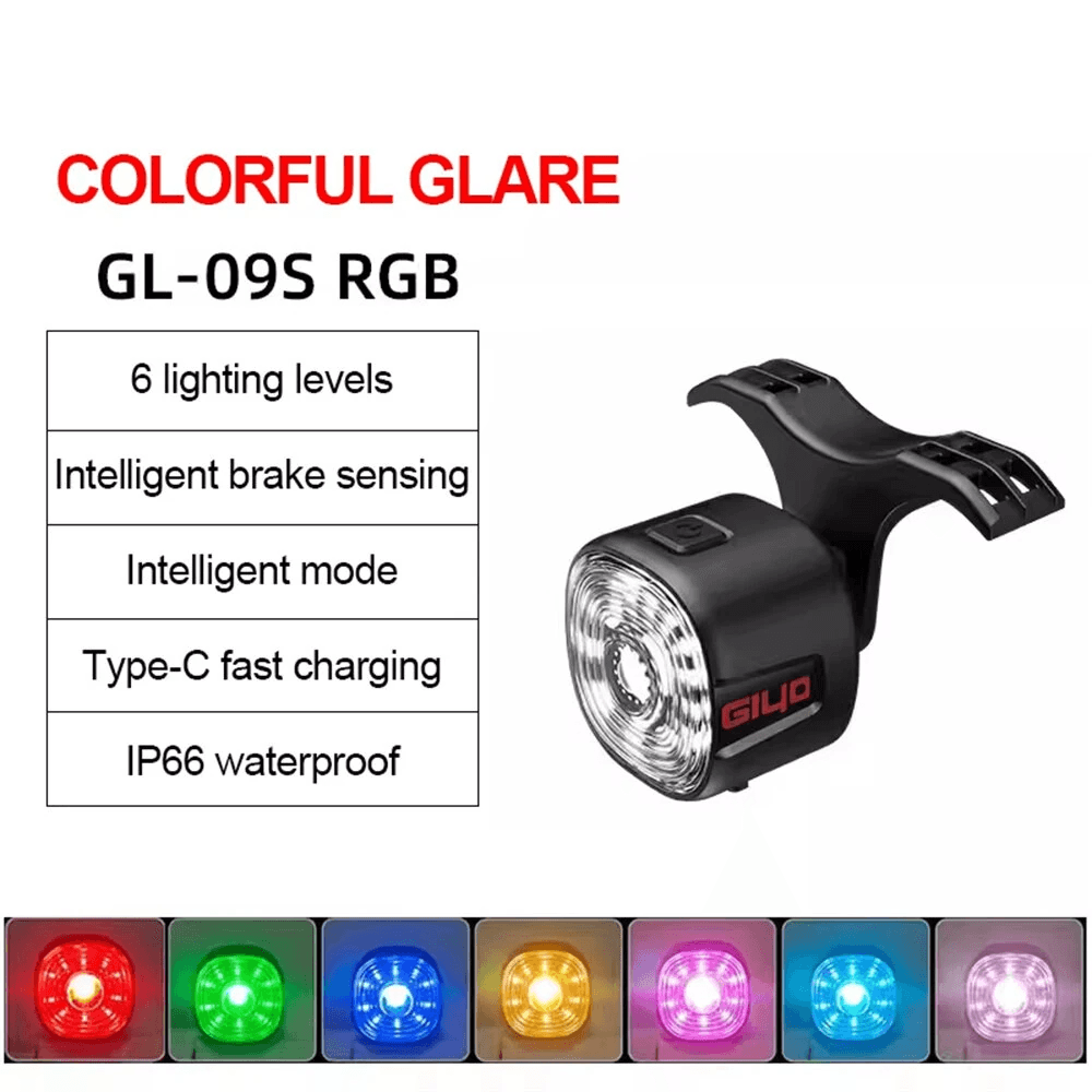 Smart RGB Bike Taillight With Brake Sensing Waterproof USB C Charging 8