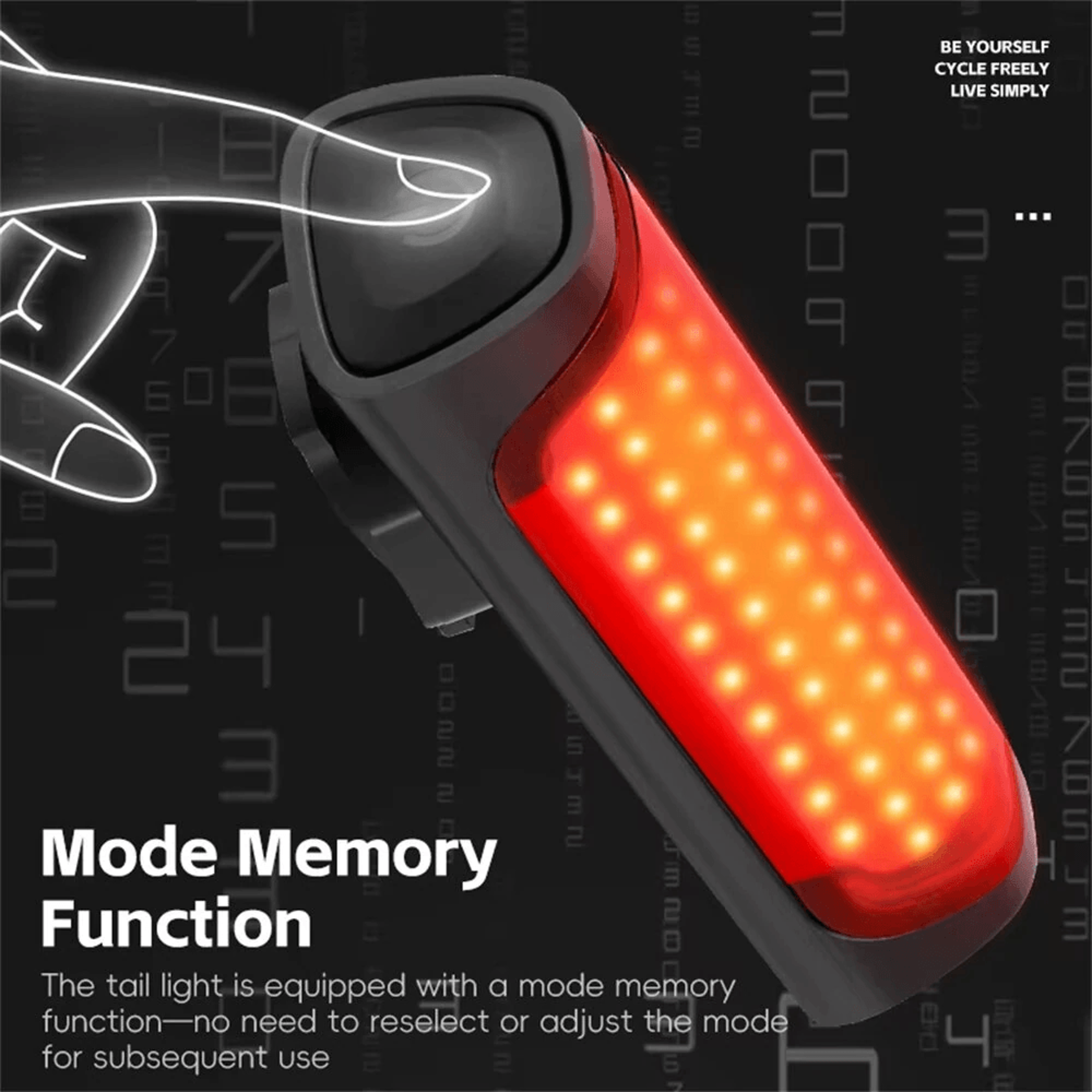 Smart Brake Sensor Bicycle Taillight Lumen Type C Rechargeable Rear Bike Light 3