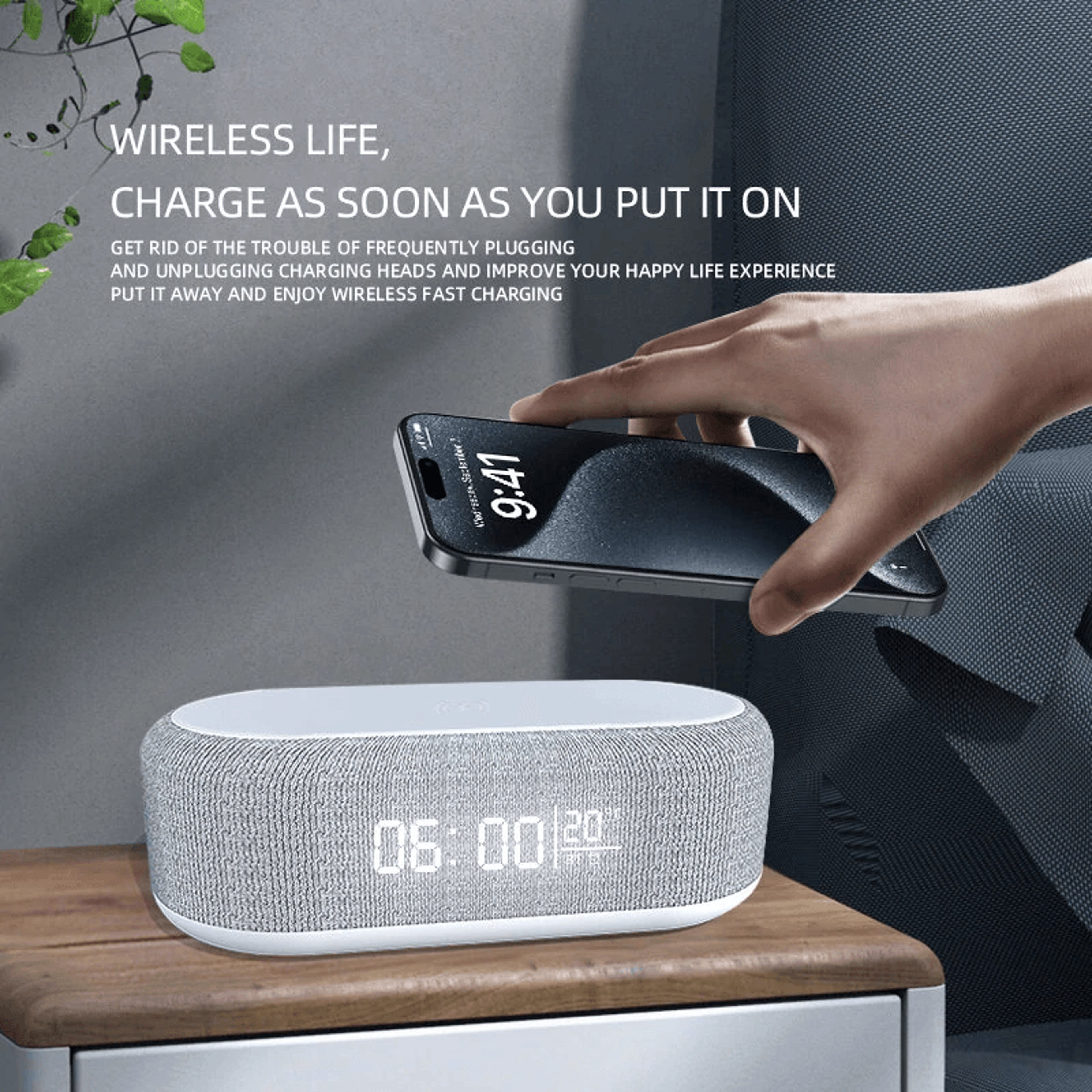 Qi Wireless Charger With Clock Display And Dimmable LED Light 4