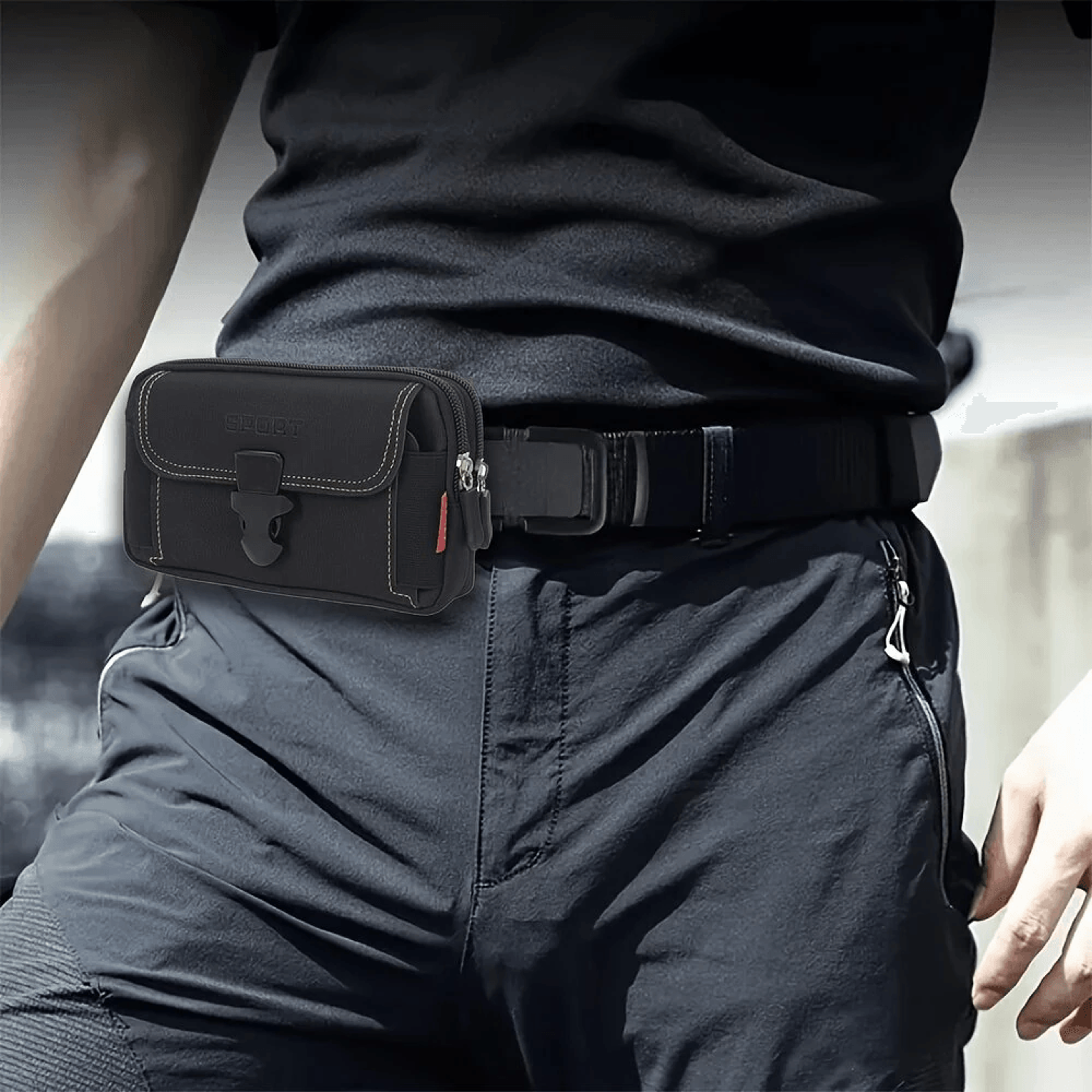 Canvas Waist Bag With Phone And Document Compartments 1