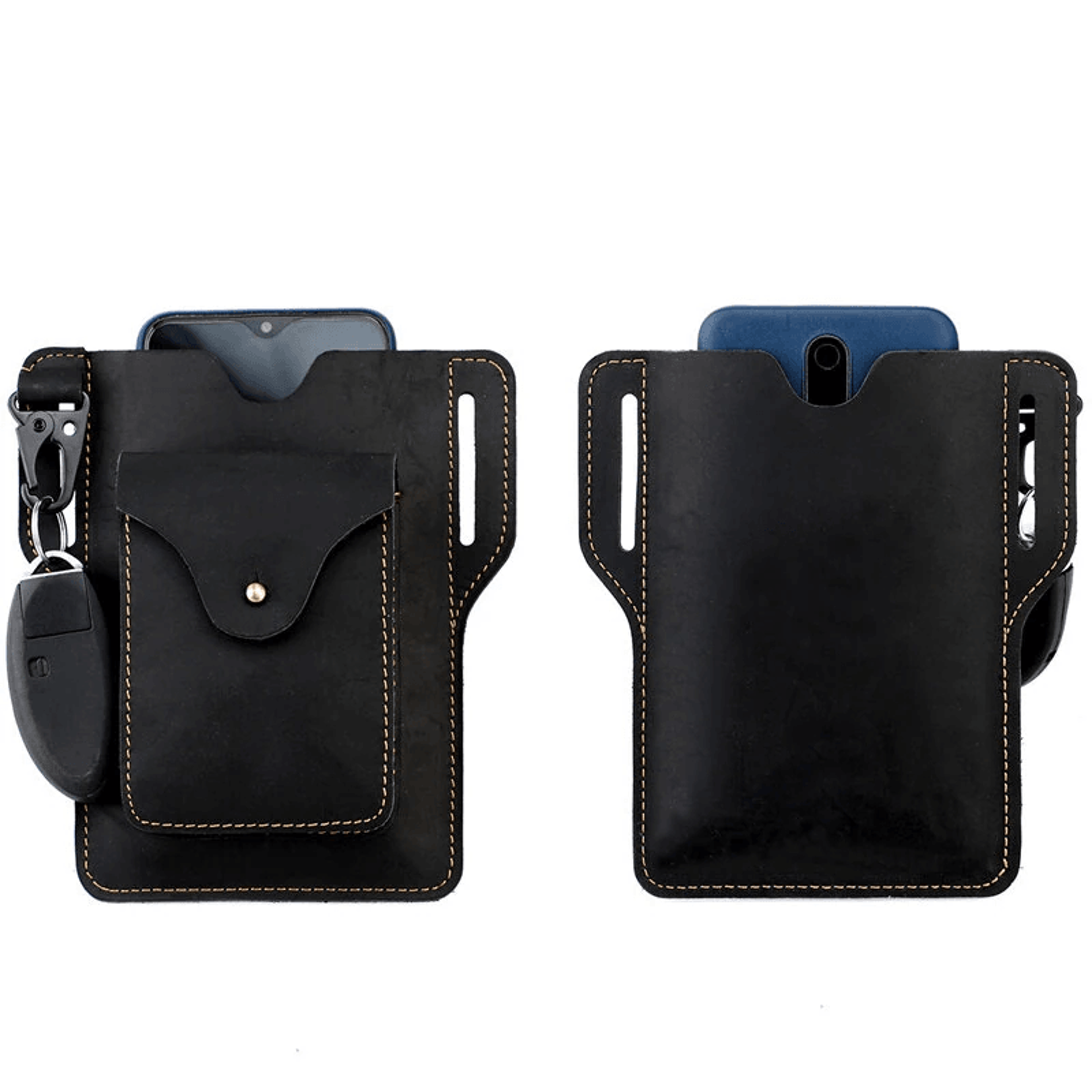 Genuine Leather Waist Bag Retro Belt Phone And Key Pouch 8