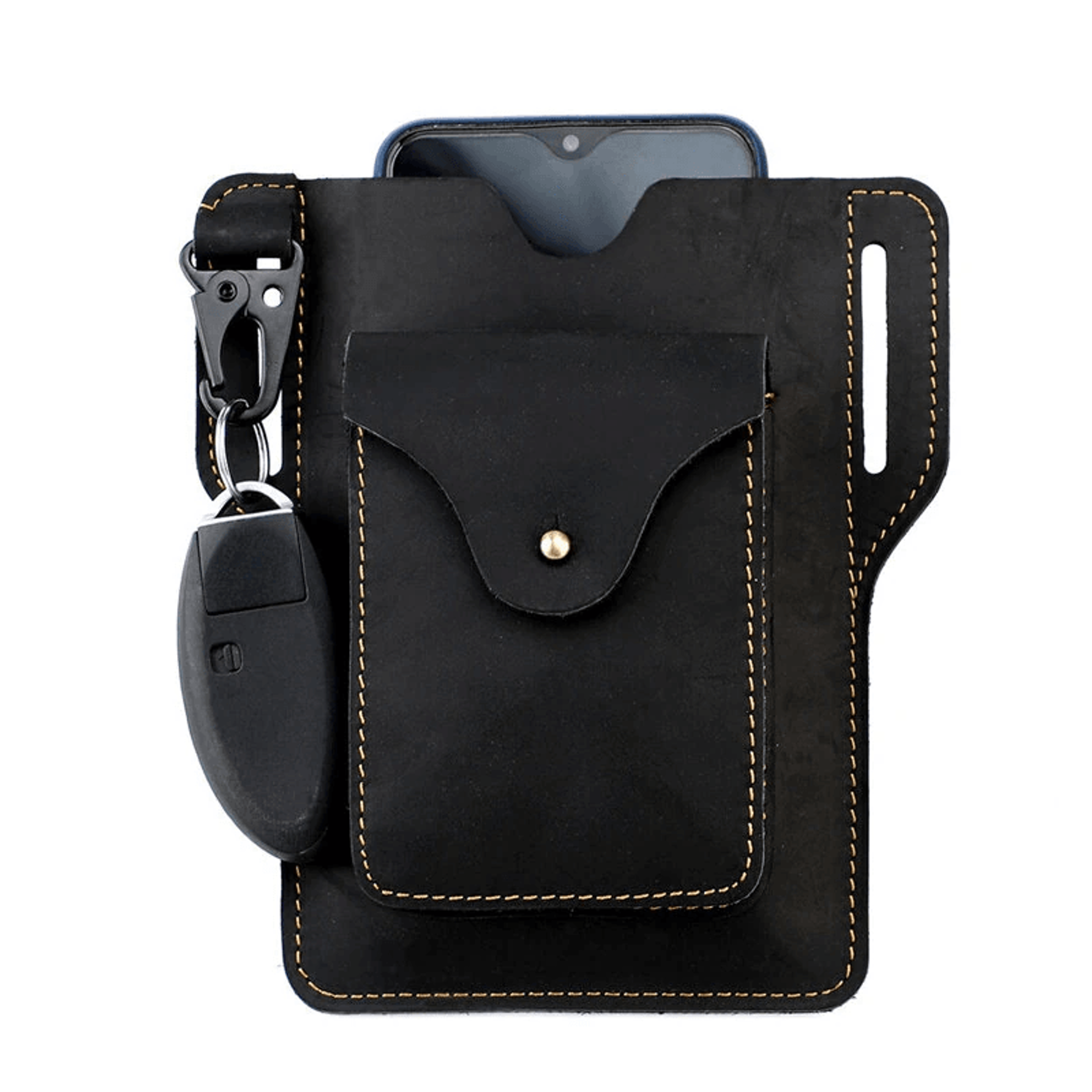 Genuine Leather Waist Bag Retro Belt Phone And Key Pouch 10