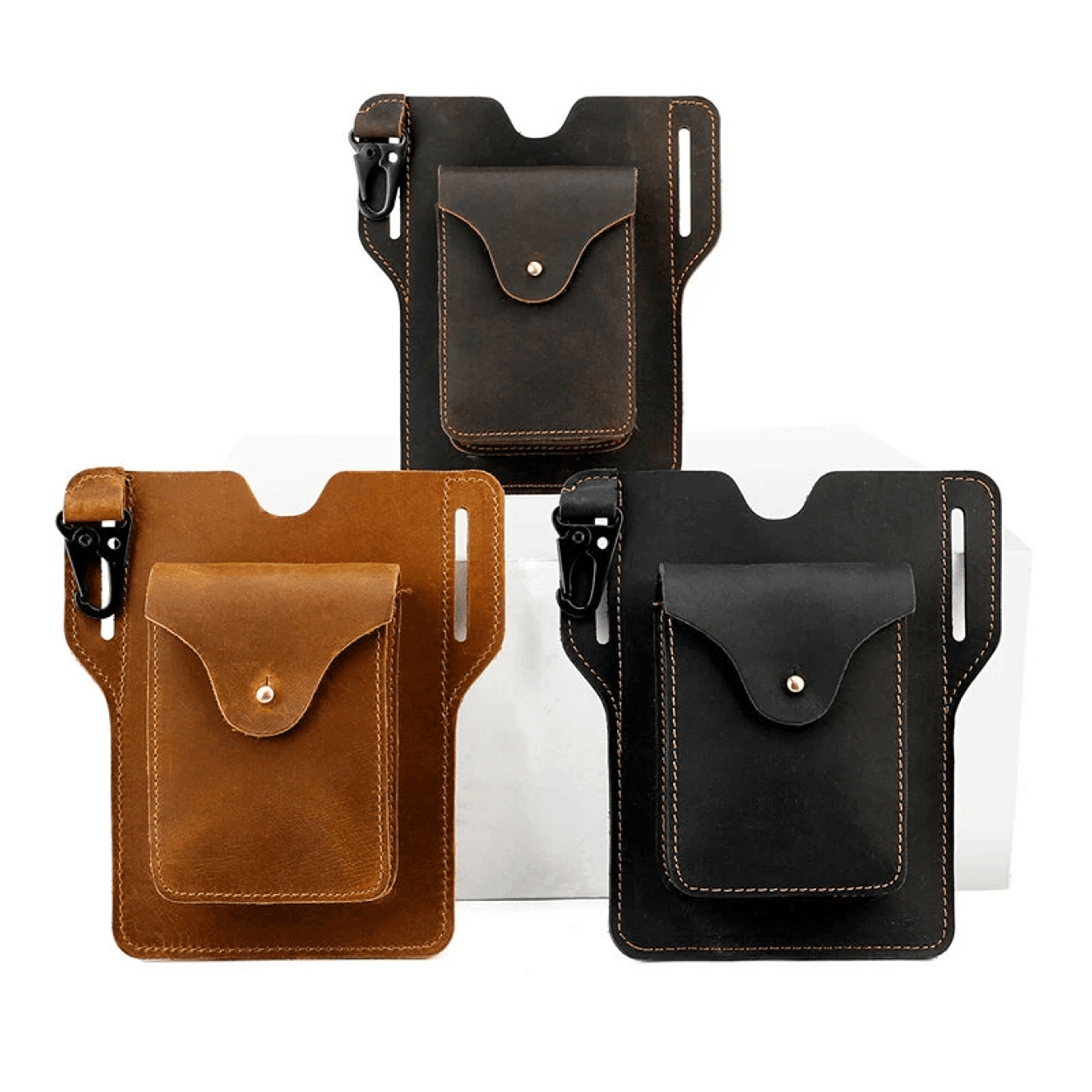 Genuine Leather Waist Bag Retro Belt Phone And Key Pouch 0