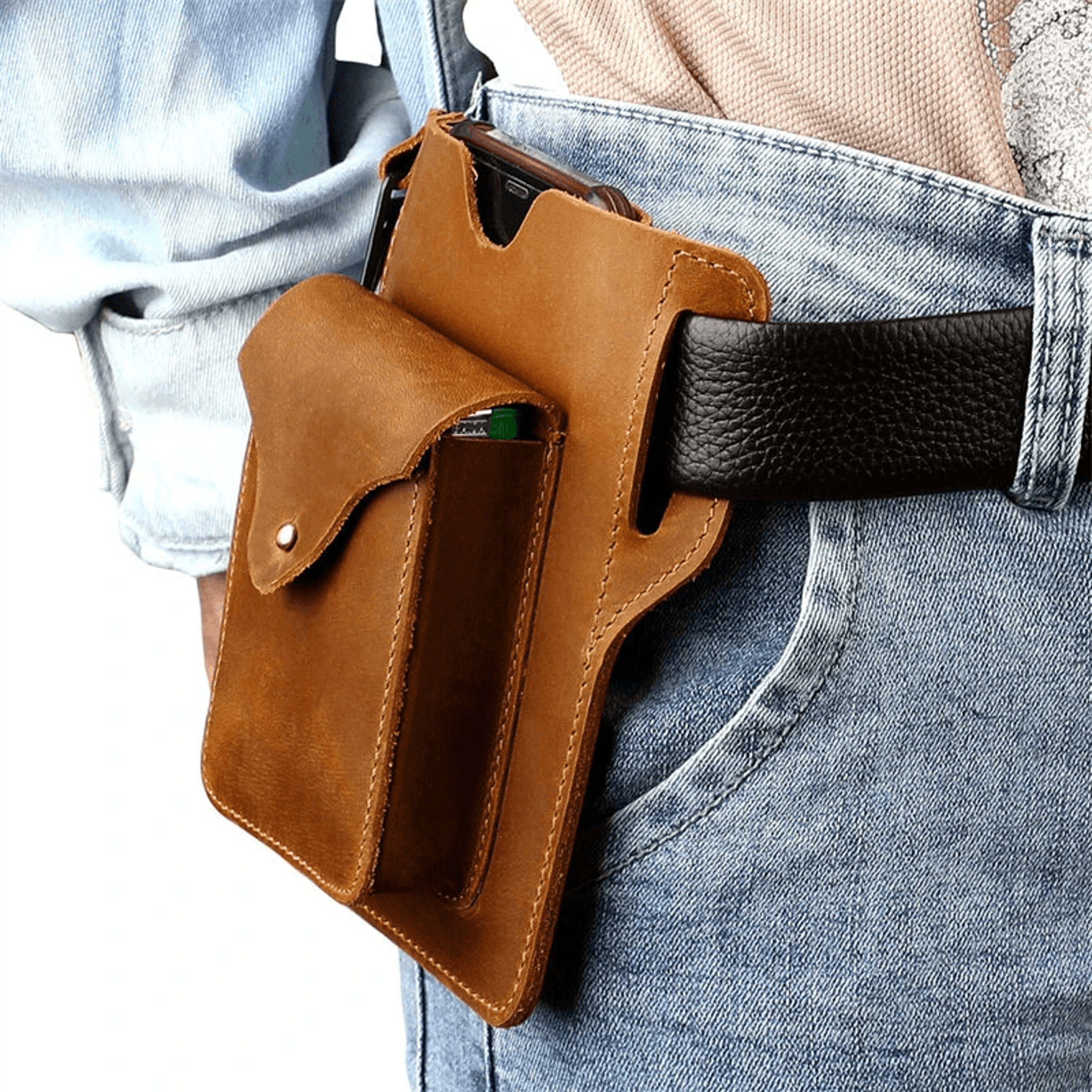 Genuine Leather Waist Bag Retro Belt Phone And Key Pouch 2