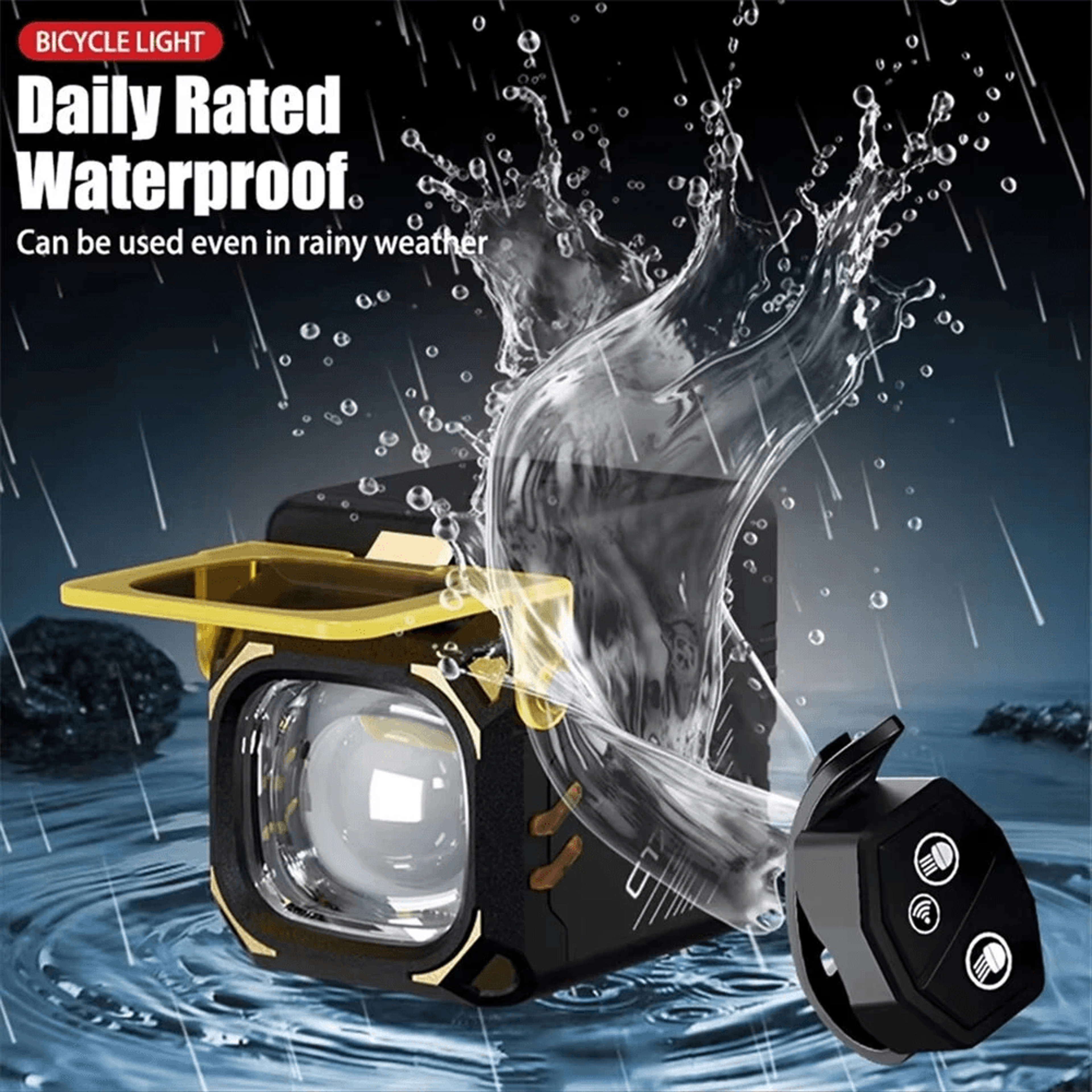 USB C Rechargeable Bicycle Headlight with Wireless Remote Modes and Power Bank – view 3