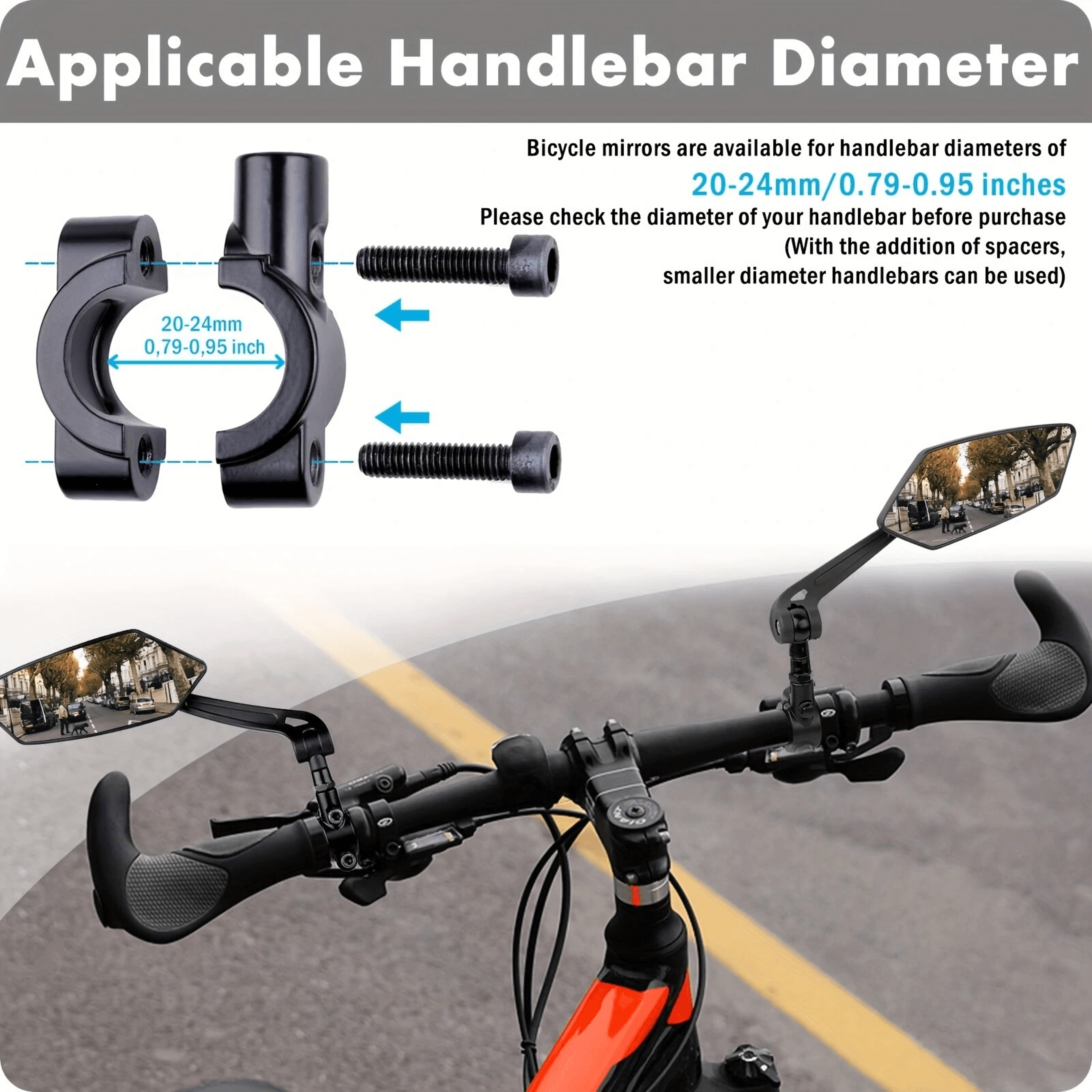 Bike Handlebar Mirrors With Adjustable Glass Rear View 1