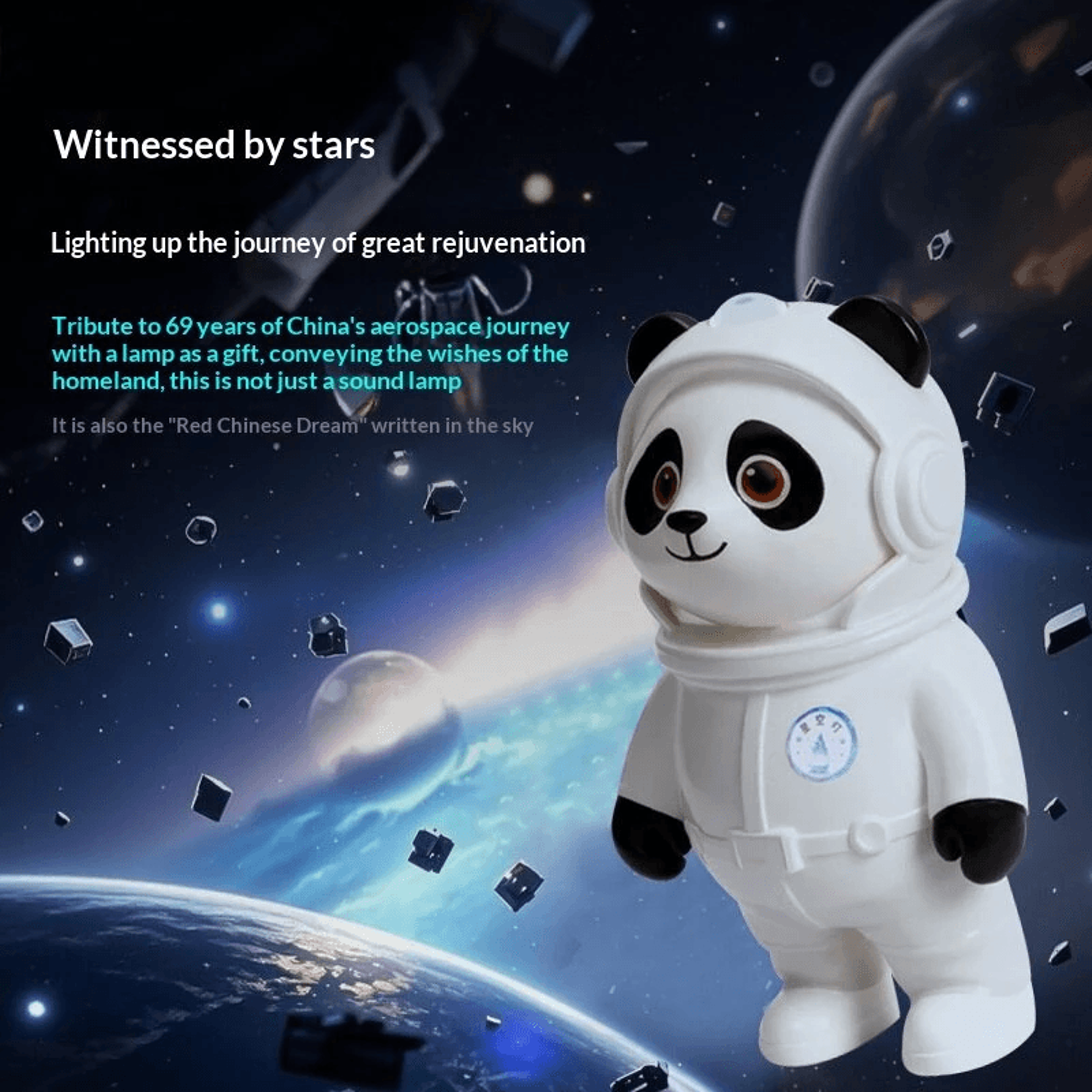 Panda Spaceman LED Galaxy Projector Night Light With Bluetooth Speaker 2