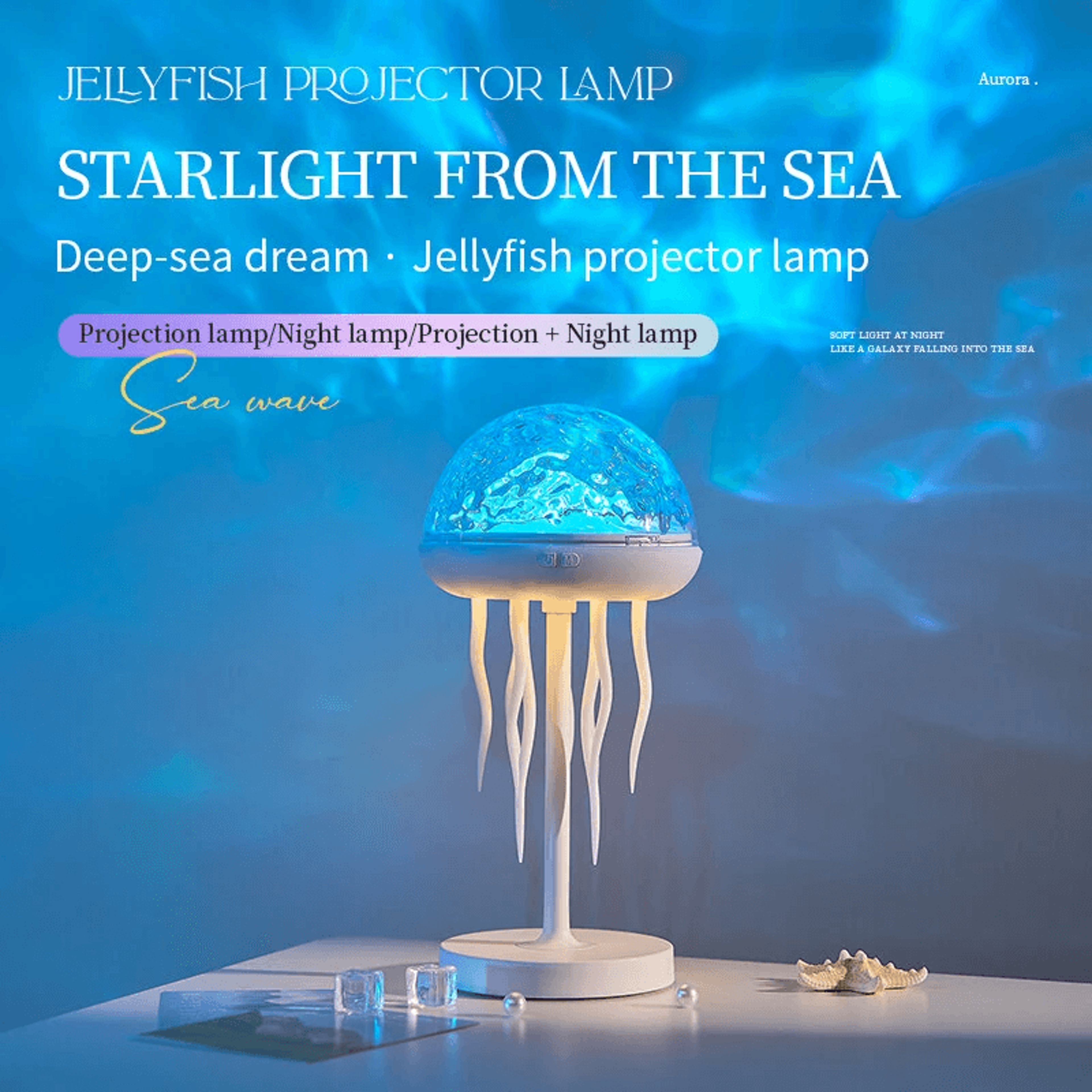Jellyfish Projector Lamp With Remote Control Timer Dimmable LED Night Light 1