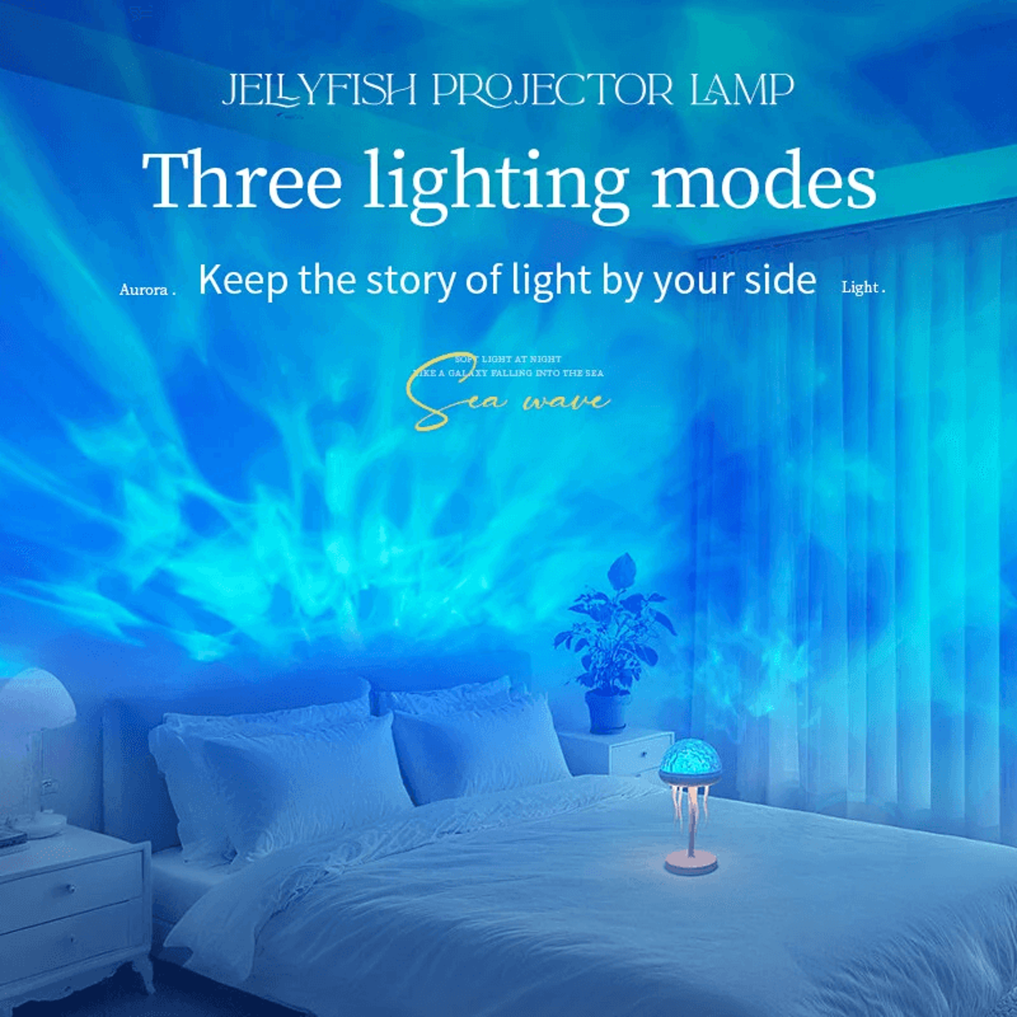 Jellyfish Projector Lamp With Remote Control Timer Dimmable LED Night Light 5