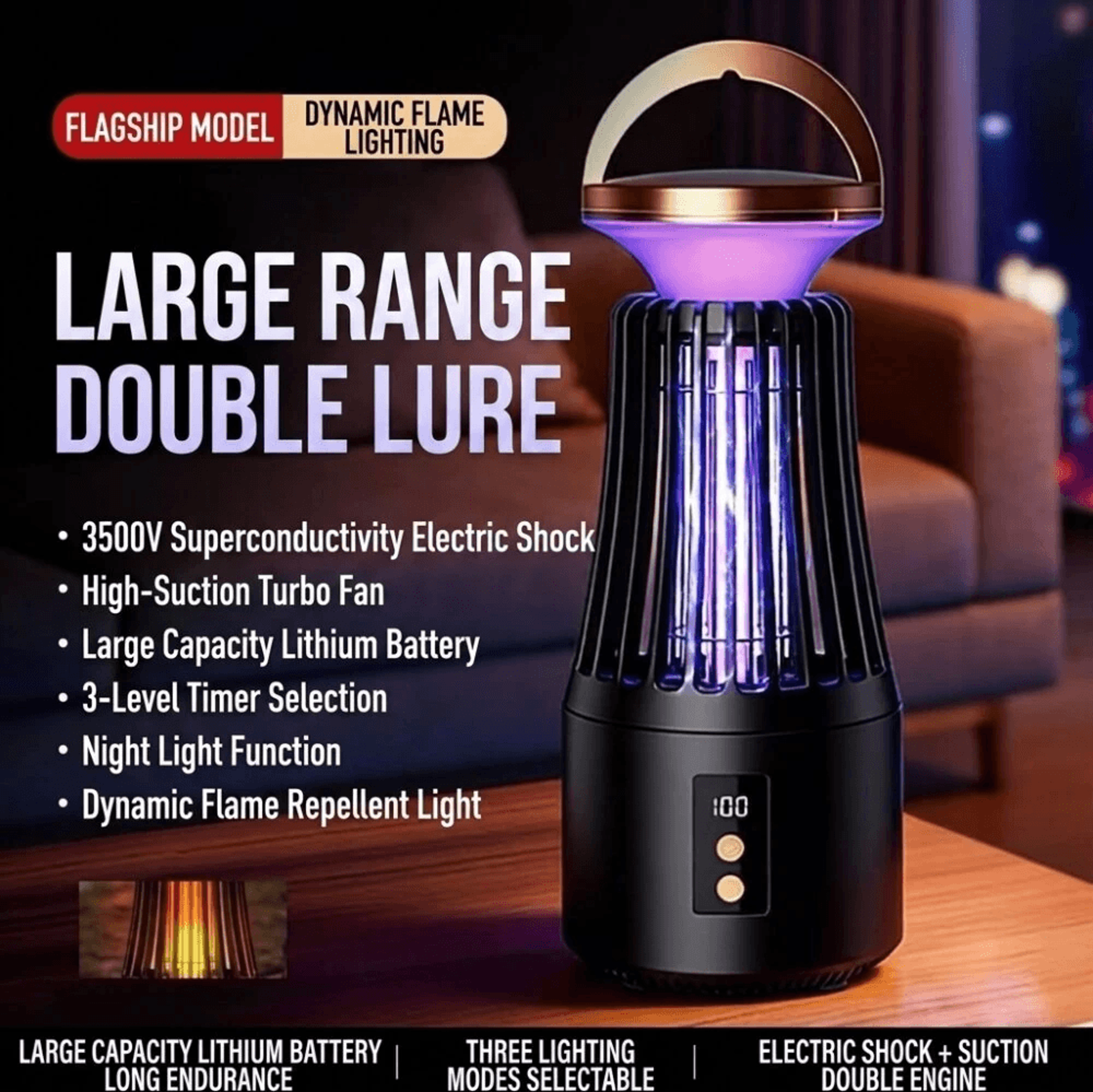 Electric Mosquito Killer Lamp With UV Light Grid And Rechargeable Timer 1