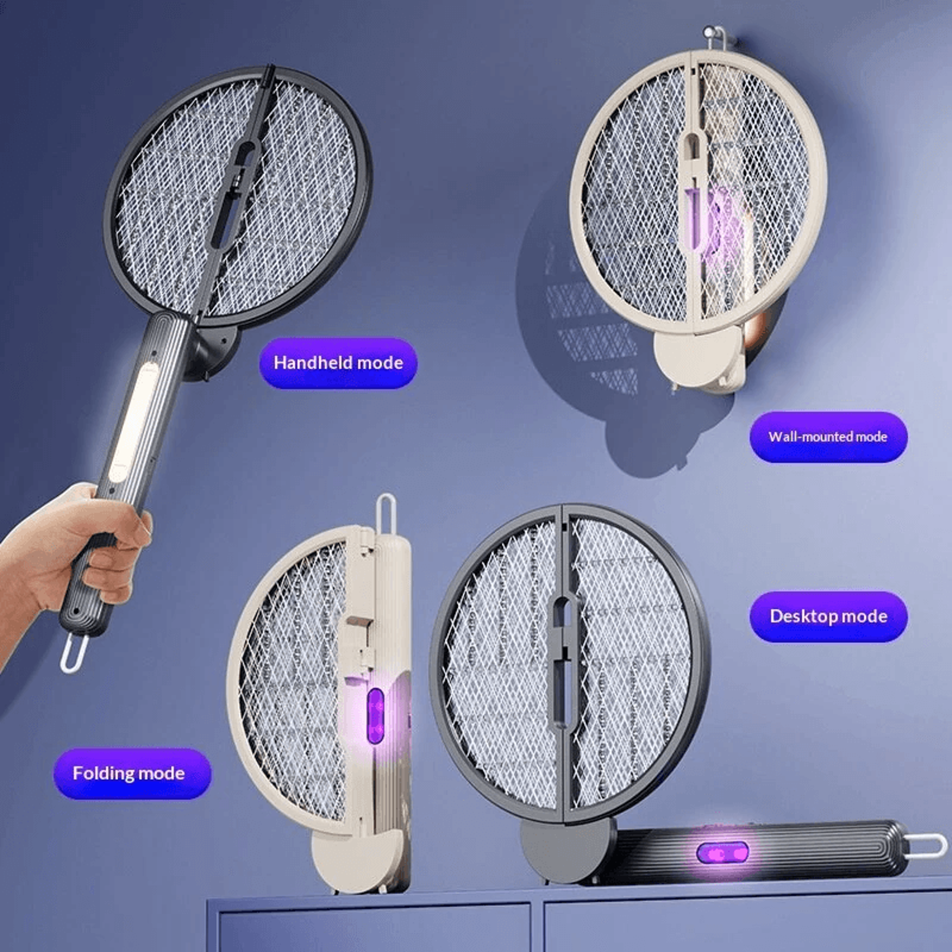 Foldable Electric Mosquito Swatter With UV Light 2