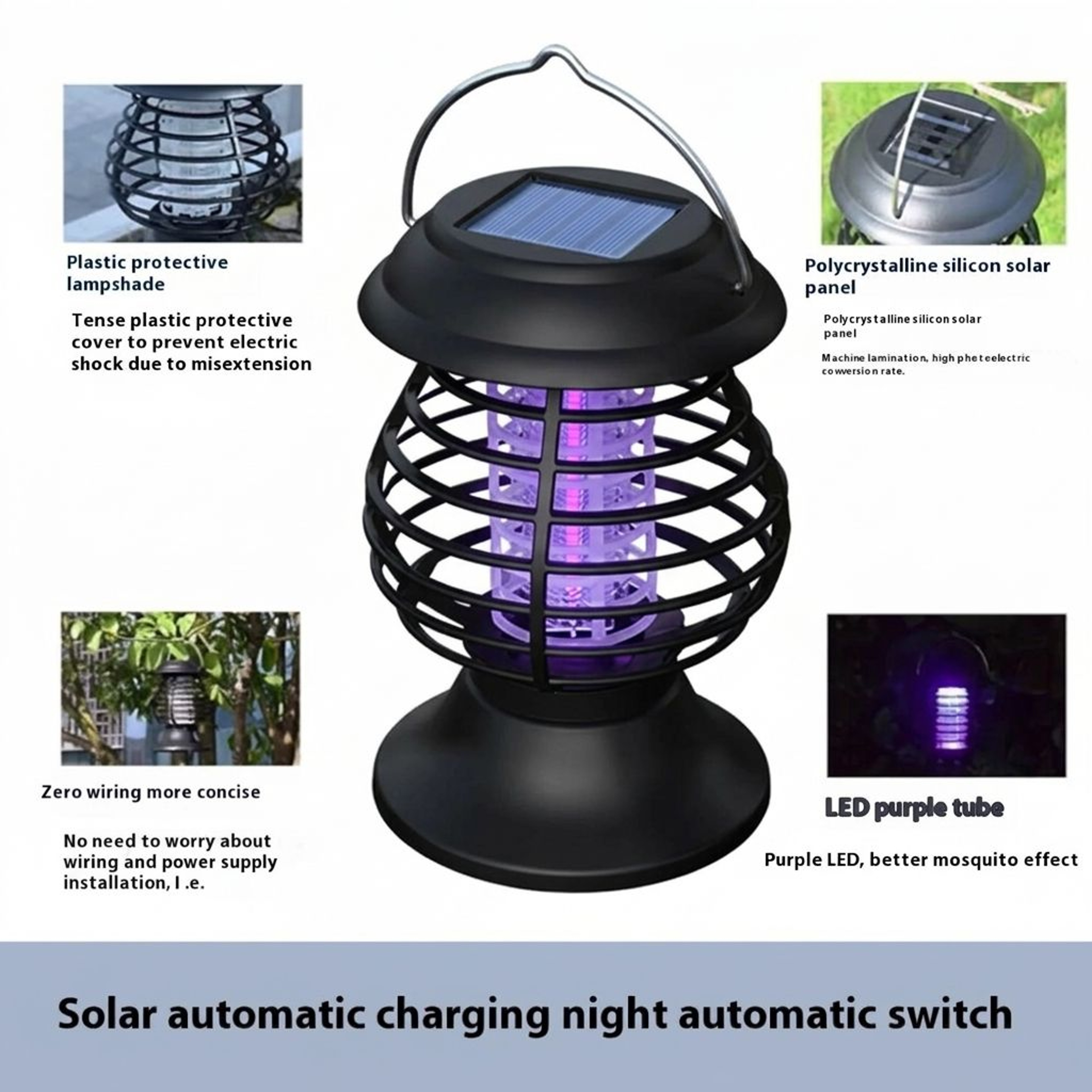 Solar Powered Mosquito Killer Lamp With Waterproof Auto On Off Lighting 2