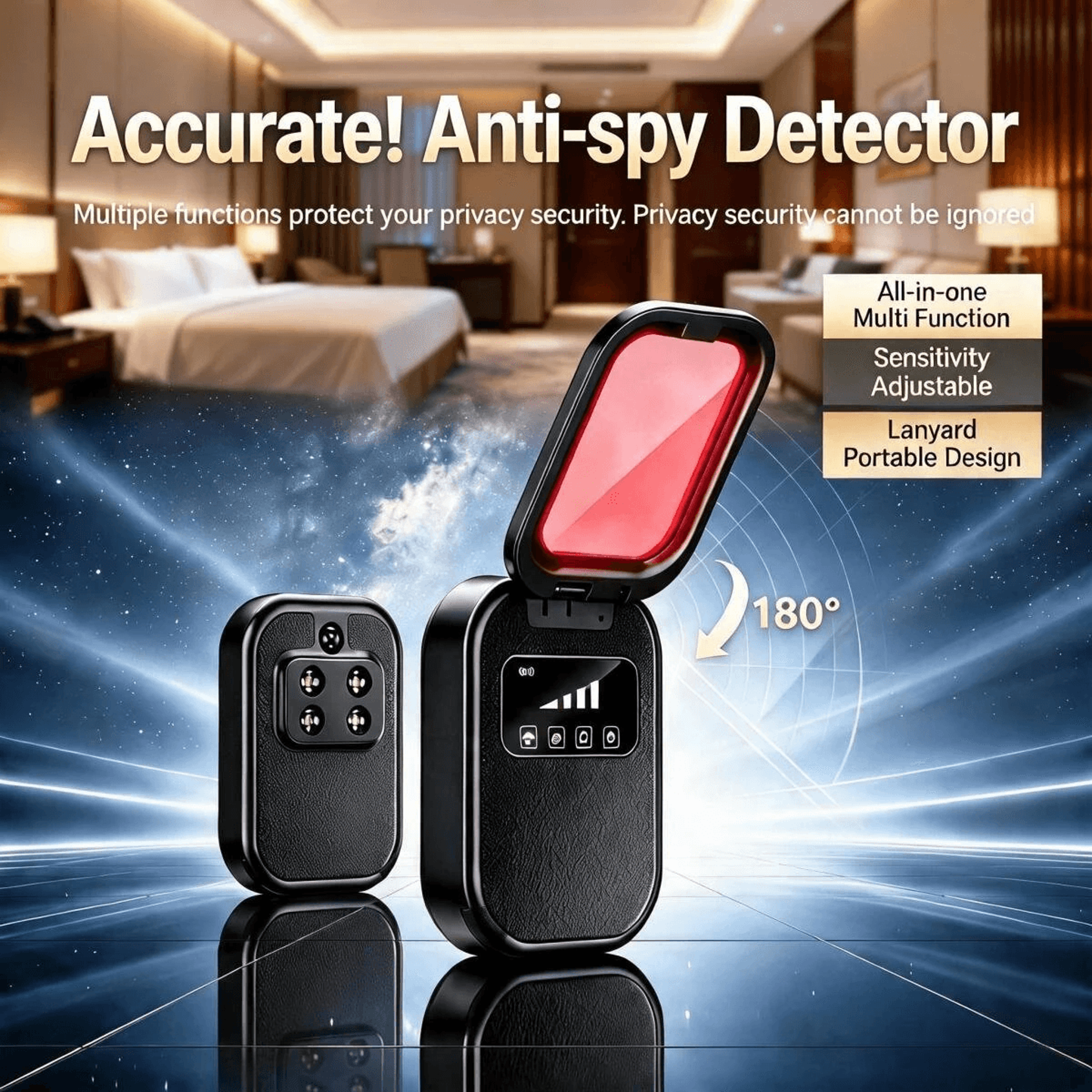 Portable Hidden Camera Detector With RF GPS Magnetic Field And Infrared Detection 1