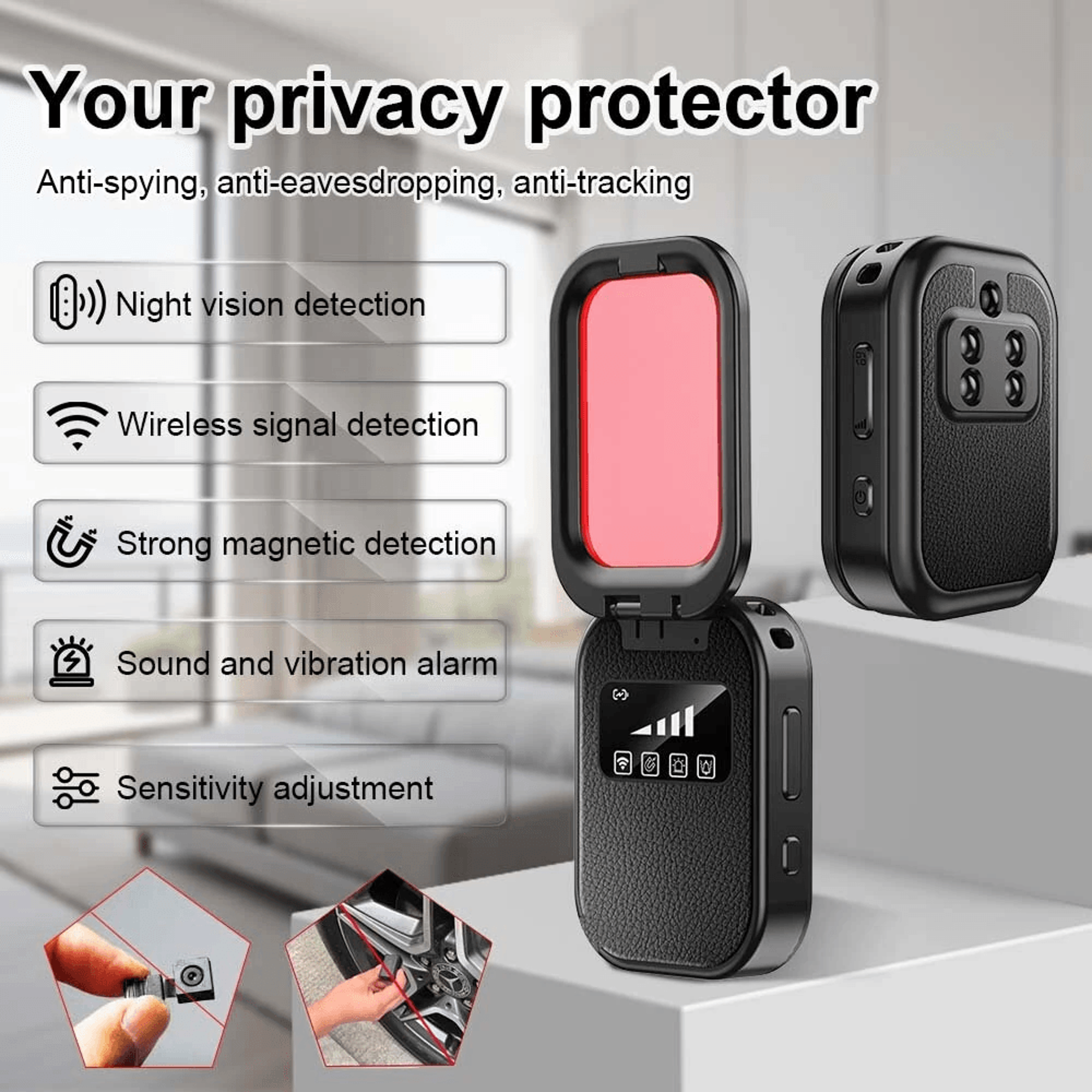 Portable Hidden Camera Detector With RF GPS Magnetic Field And Infrared Detection 6