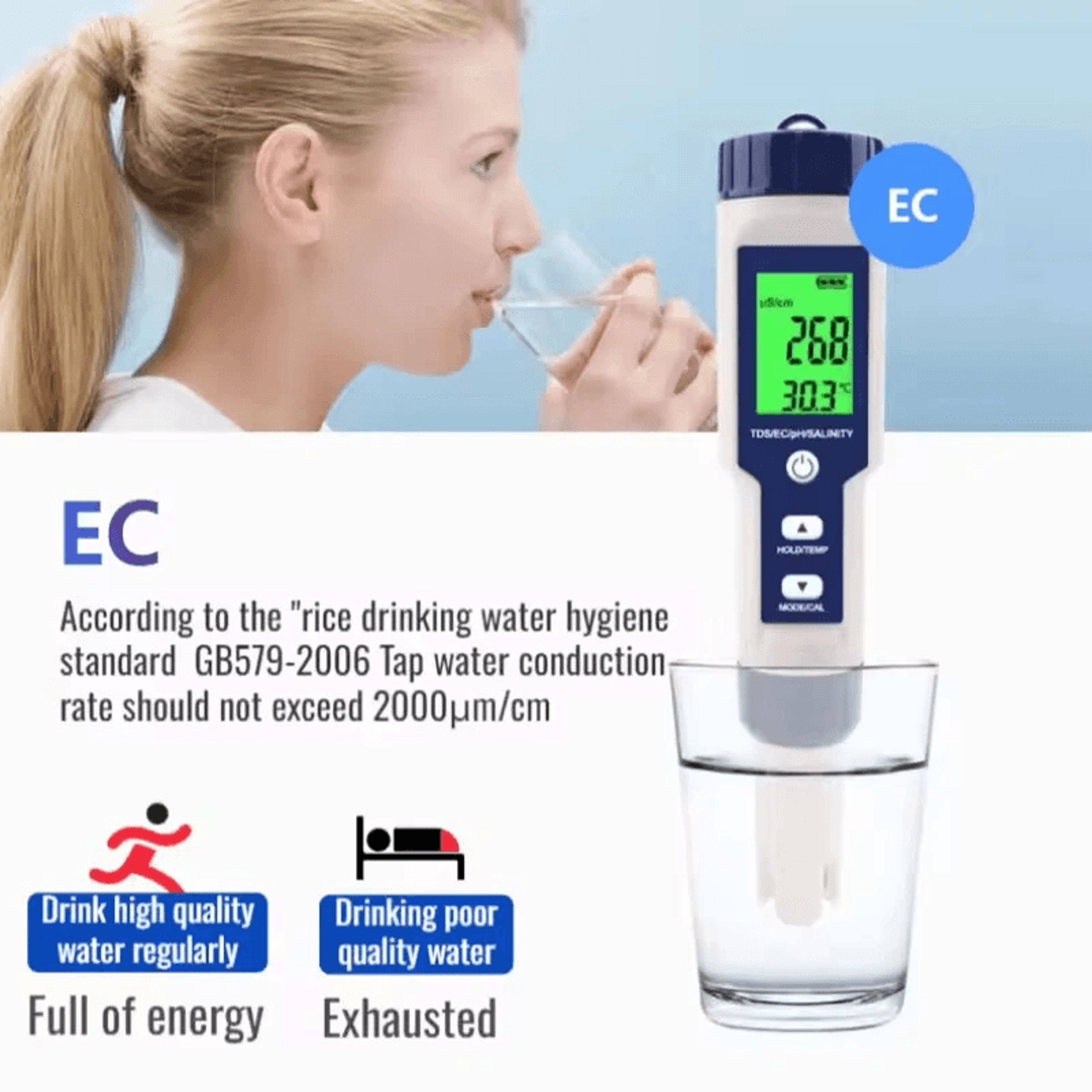 Water Quality Test Pen With PH TDS EC Salinity And Temperature Meter 1