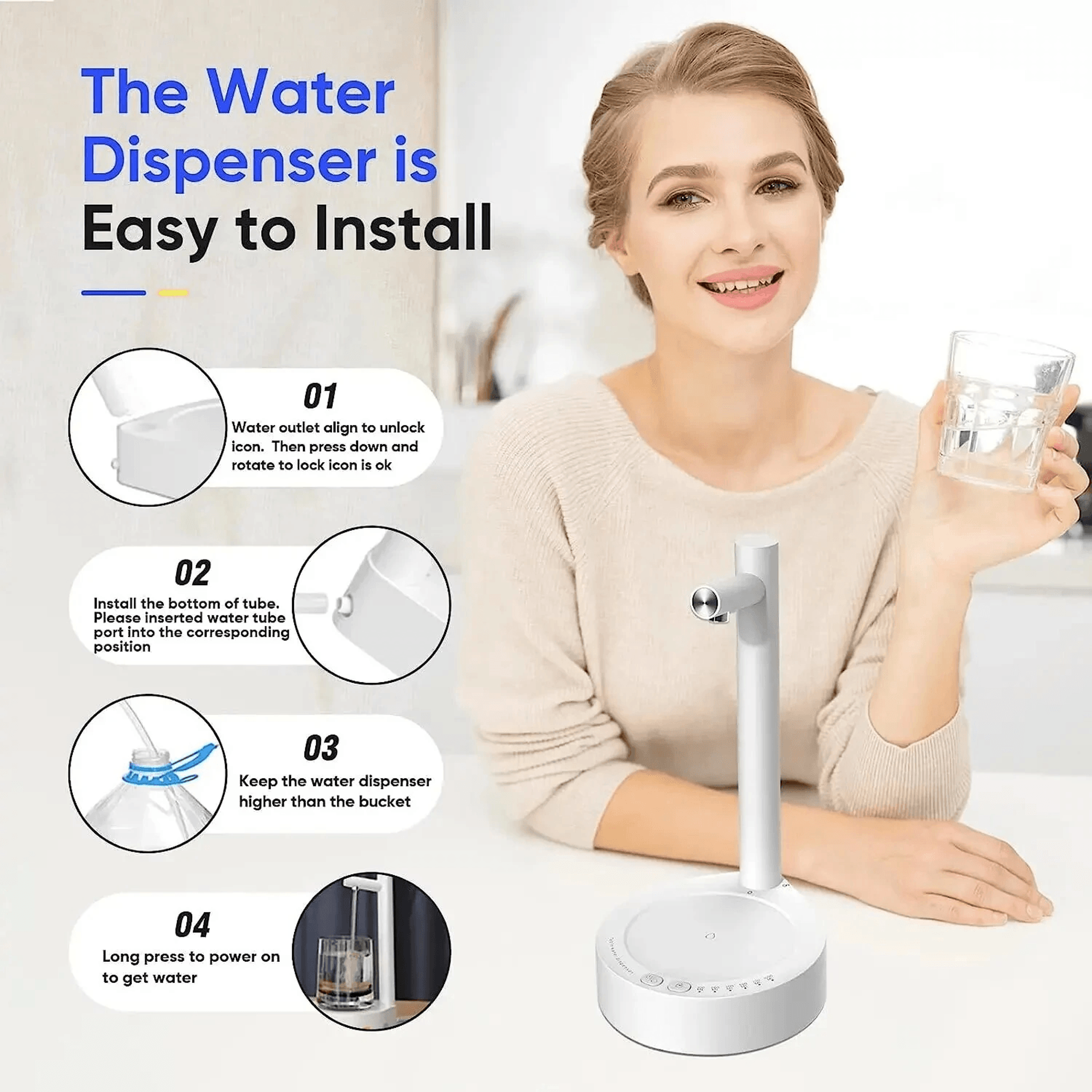 Automatic Desktop Water Bottle Dispenser With Volume Settings USB Rechargeable 2