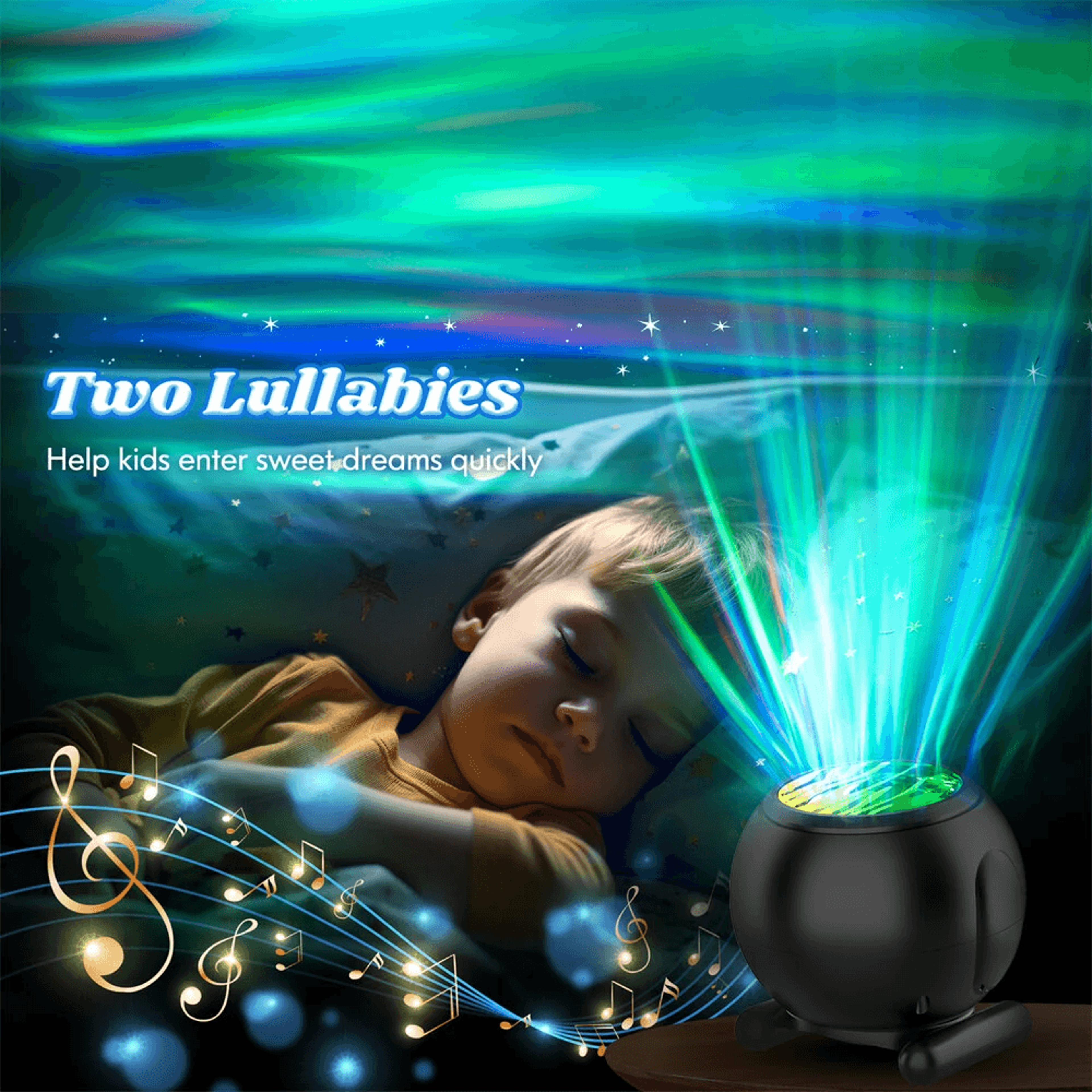 Aurora Lights Projector With RGB LED Lighting Modes White Noise Remote And Timer 6