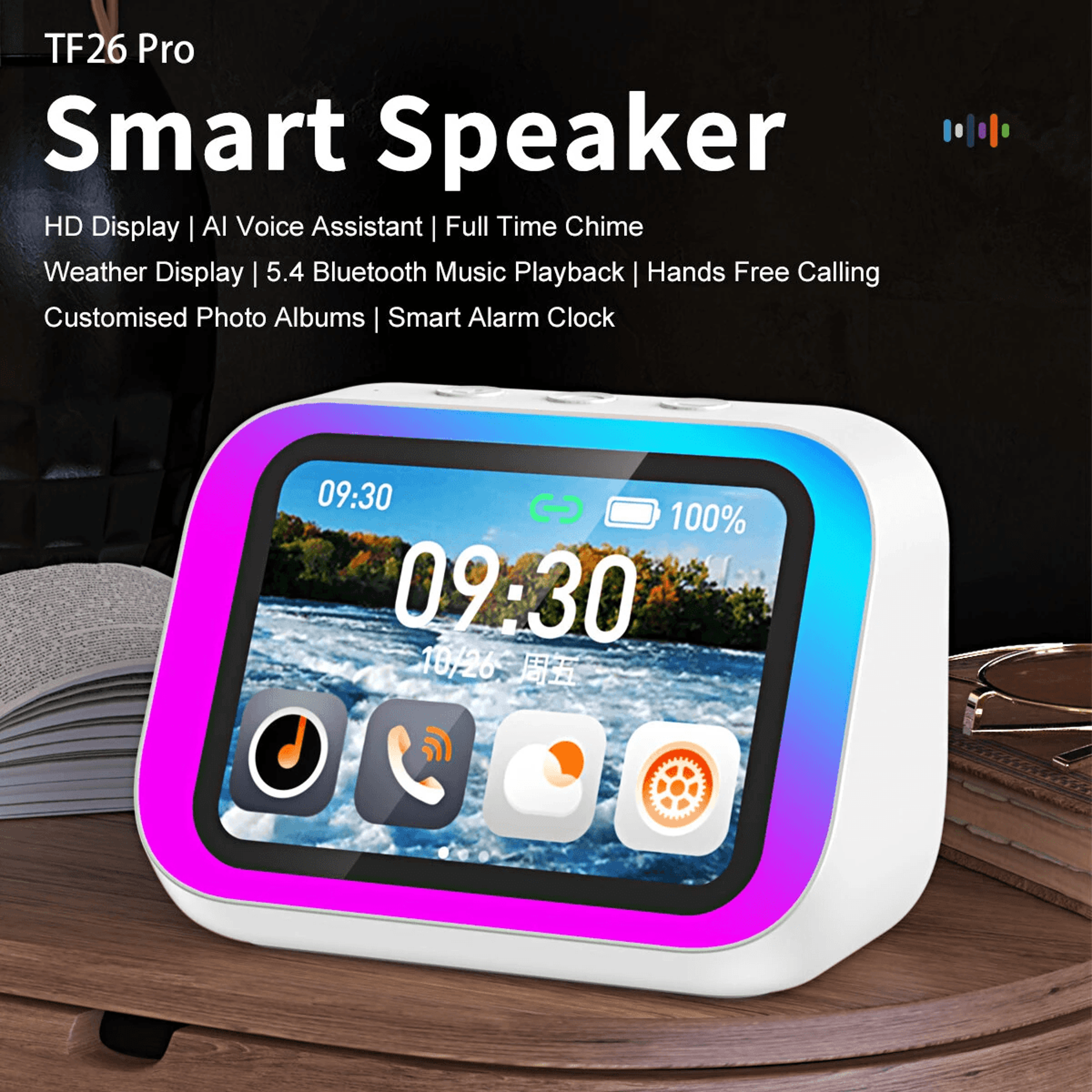 Smart Bluetooth Speaker With Display RGB Lights And Voice Assistant 2