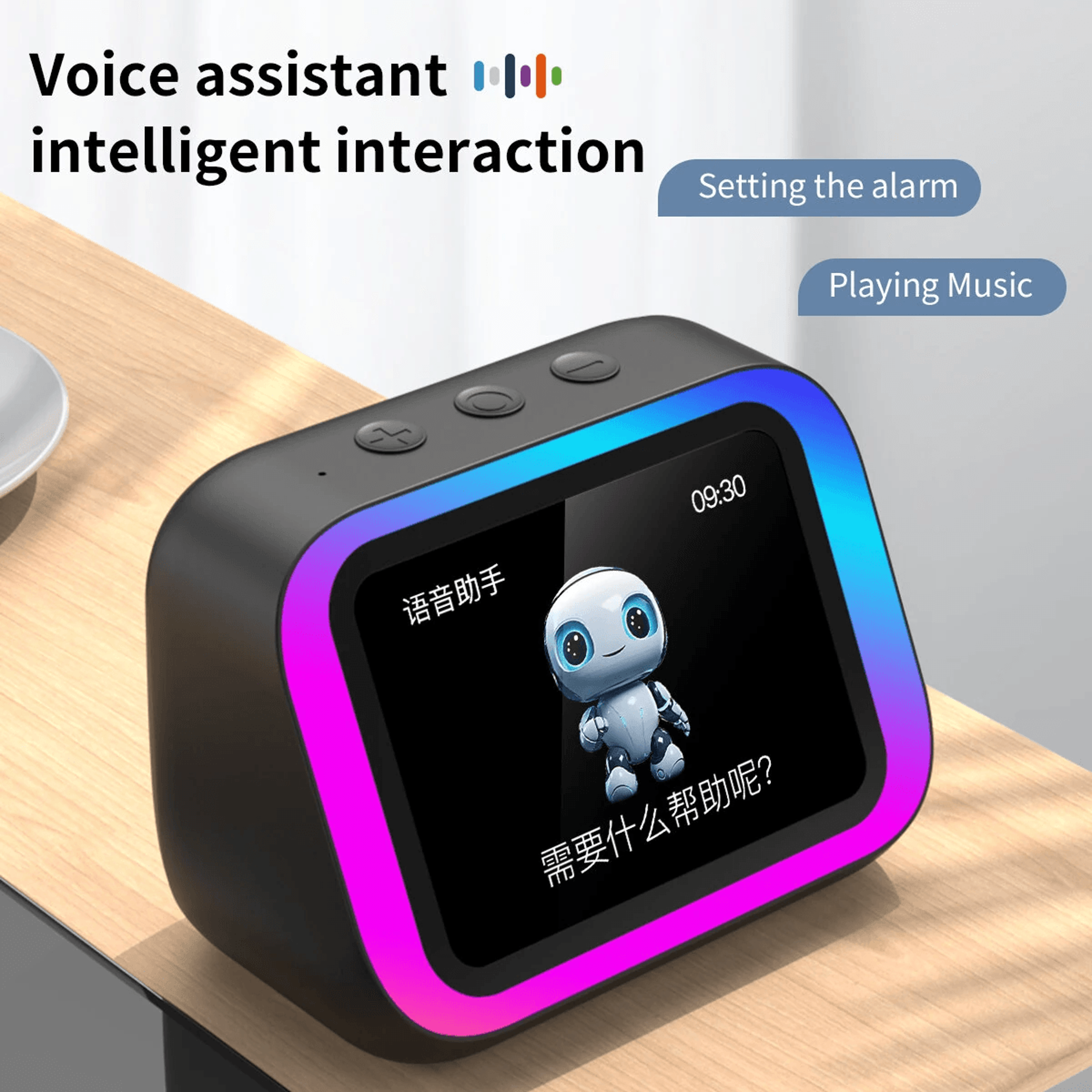 Smart Bluetooth Speaker With Display RGB Lights And Voice Assistant 1