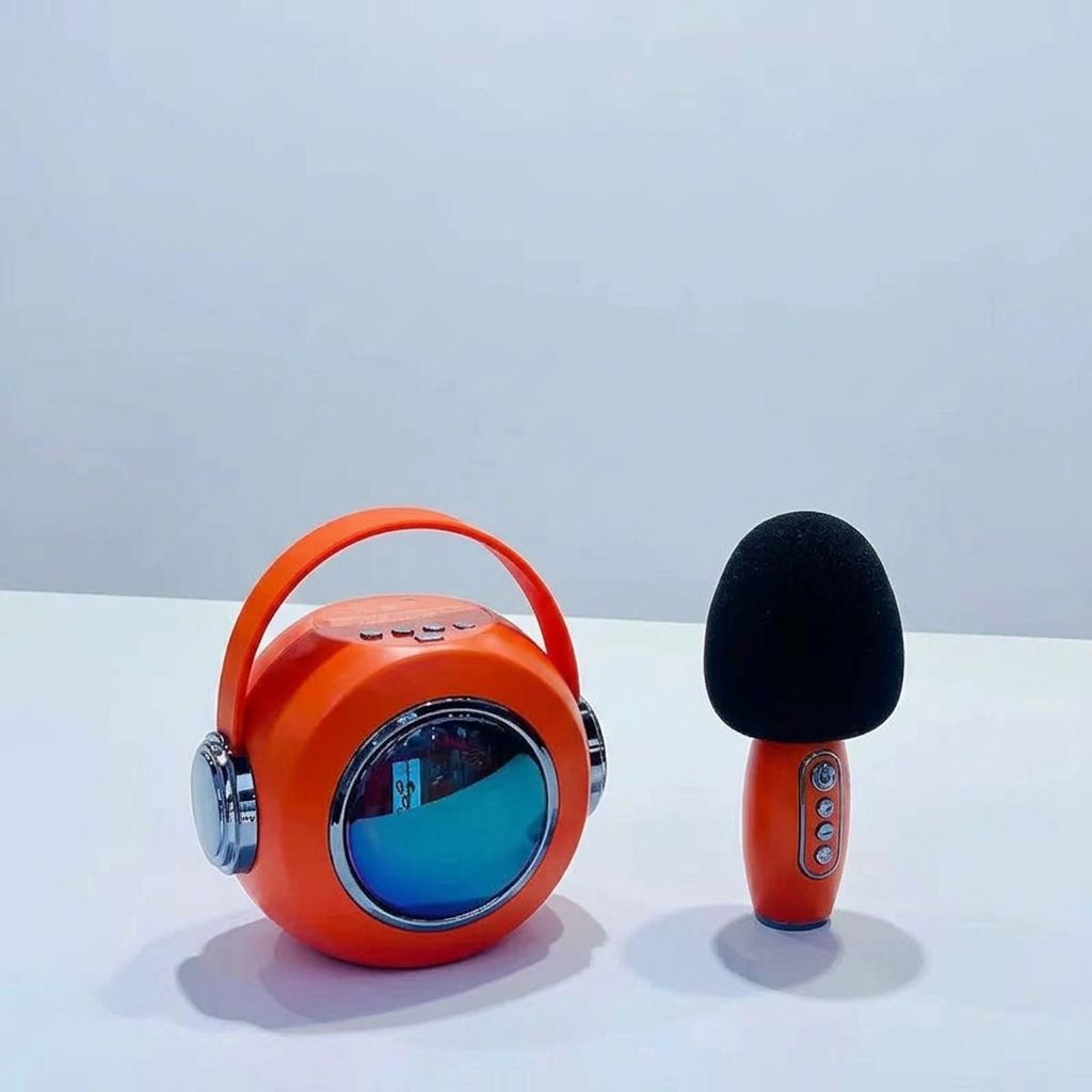 Portable Karaoke Speaker With Wireless Microphone LED Light And Battery 1