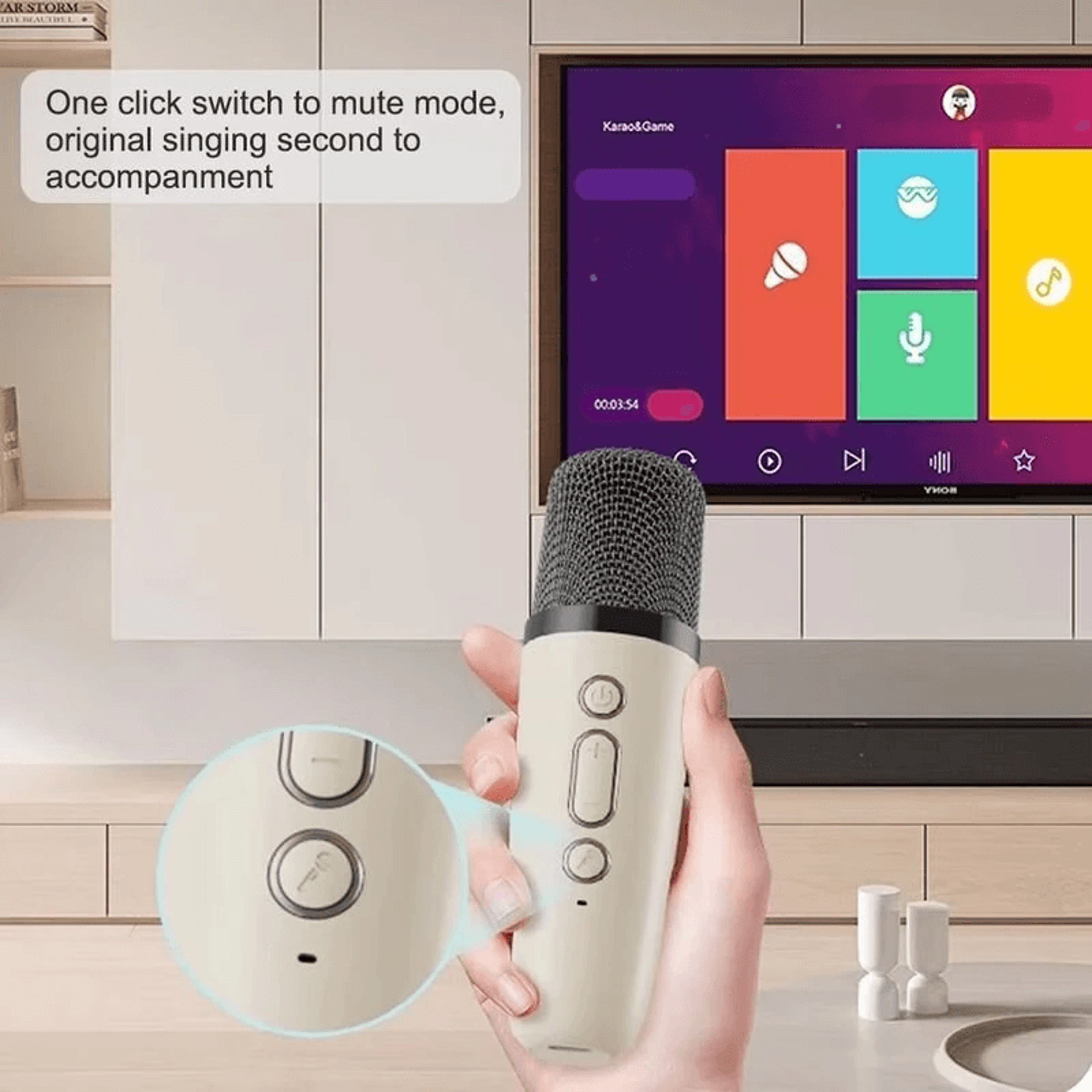 Mini Bluetooth Karaoke Speaker With Wireless Microphone RGB Lighting And Deep Bass 4