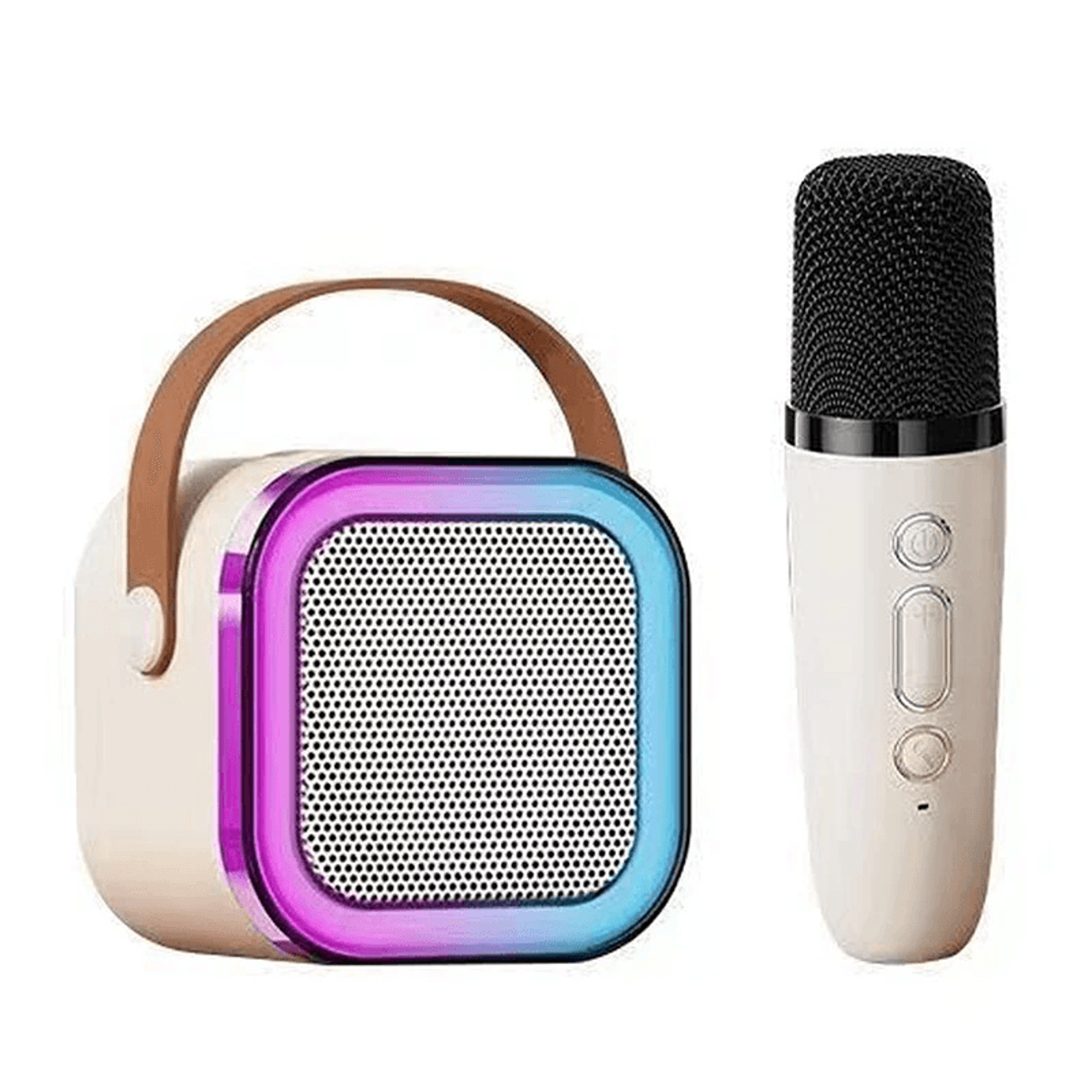 Mini Bluetooth Karaoke Speaker With Wireless Microphone RGB Lighting And Deep Bass 0