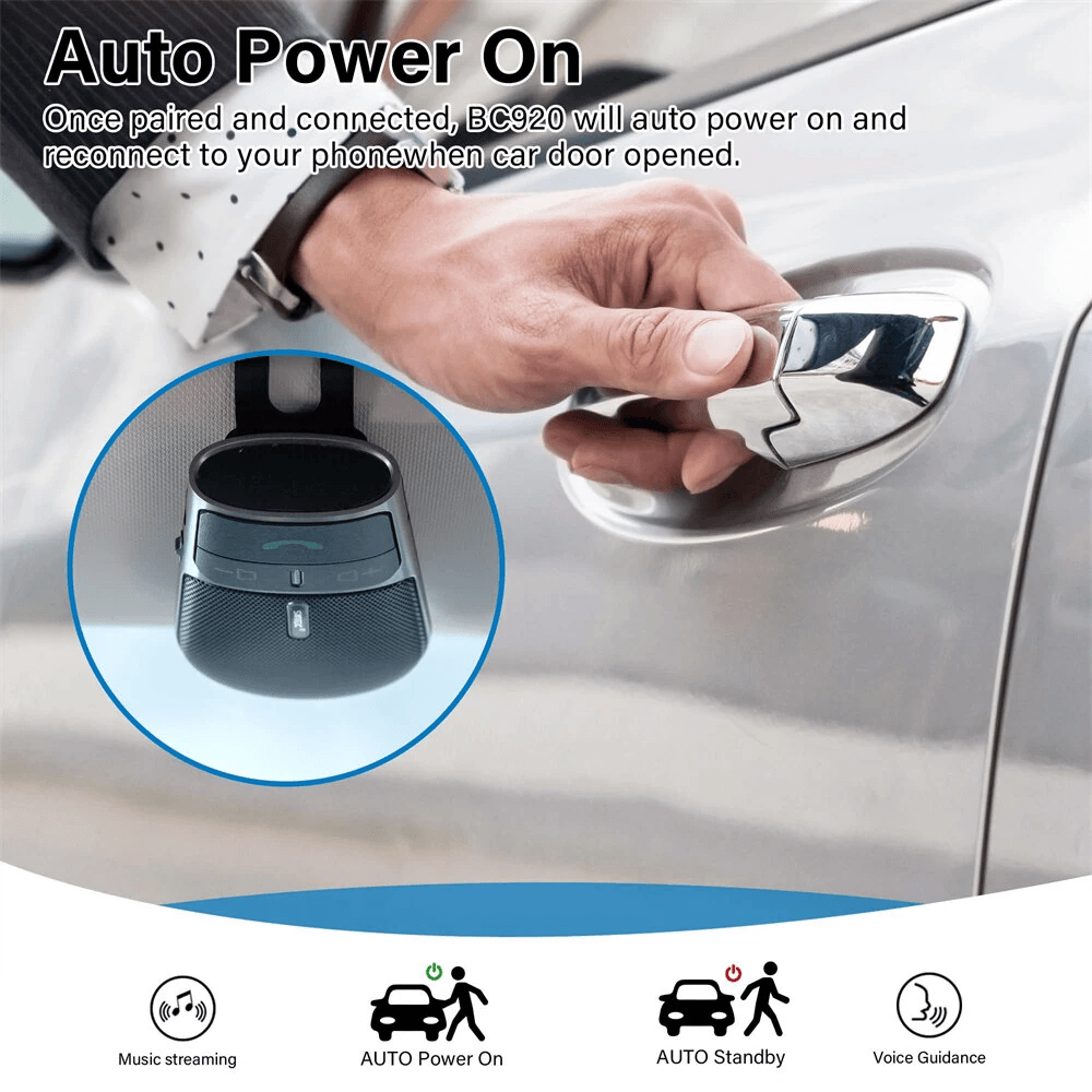 Car Bluetooth Speakerphone With Hands Free Calling Siri Google Assistant And Dual Phone Connection 4
